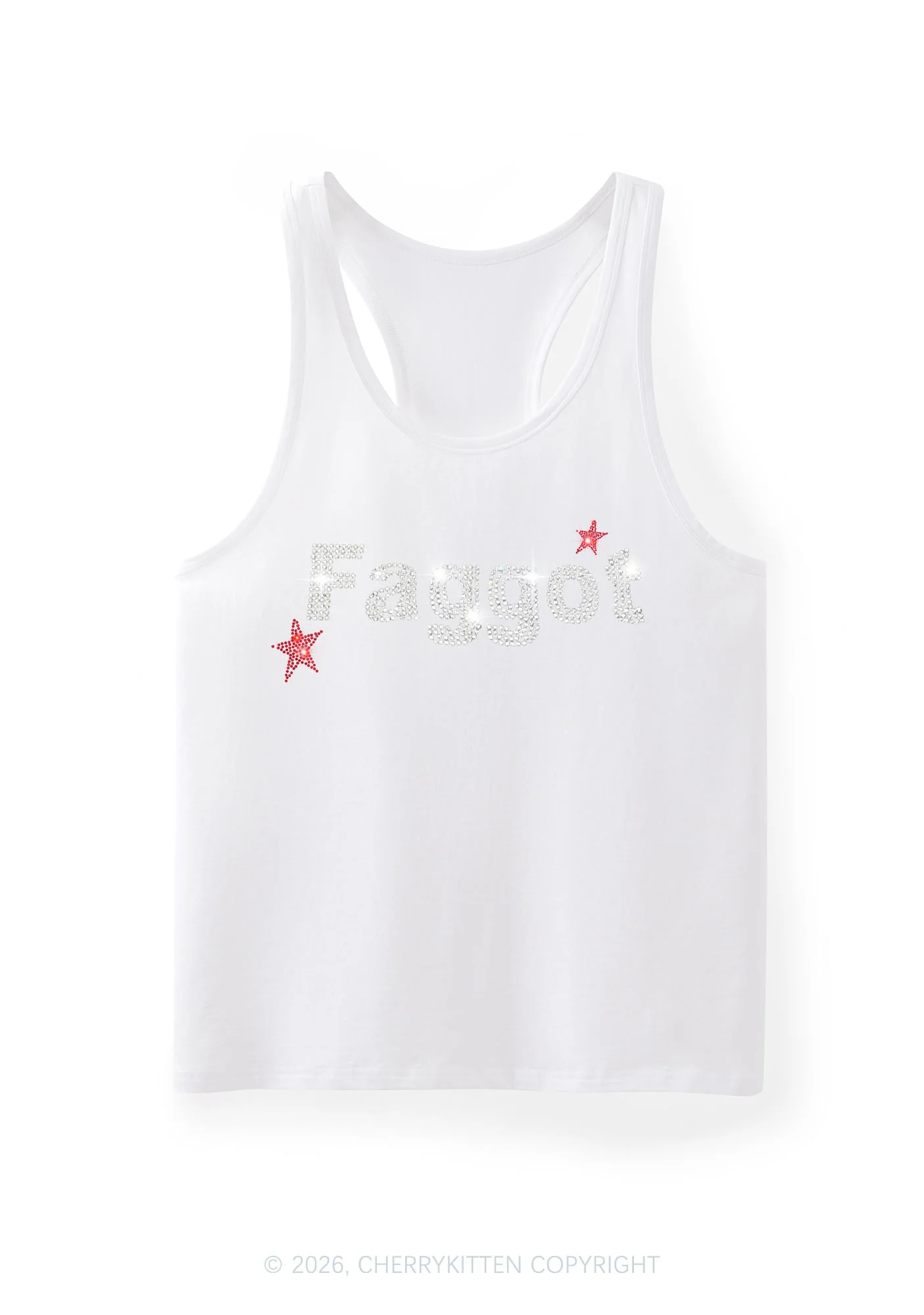 Rhinestone Faggot Pride Y2K Men Racerback Tank Top Cherrykitten - Image 9