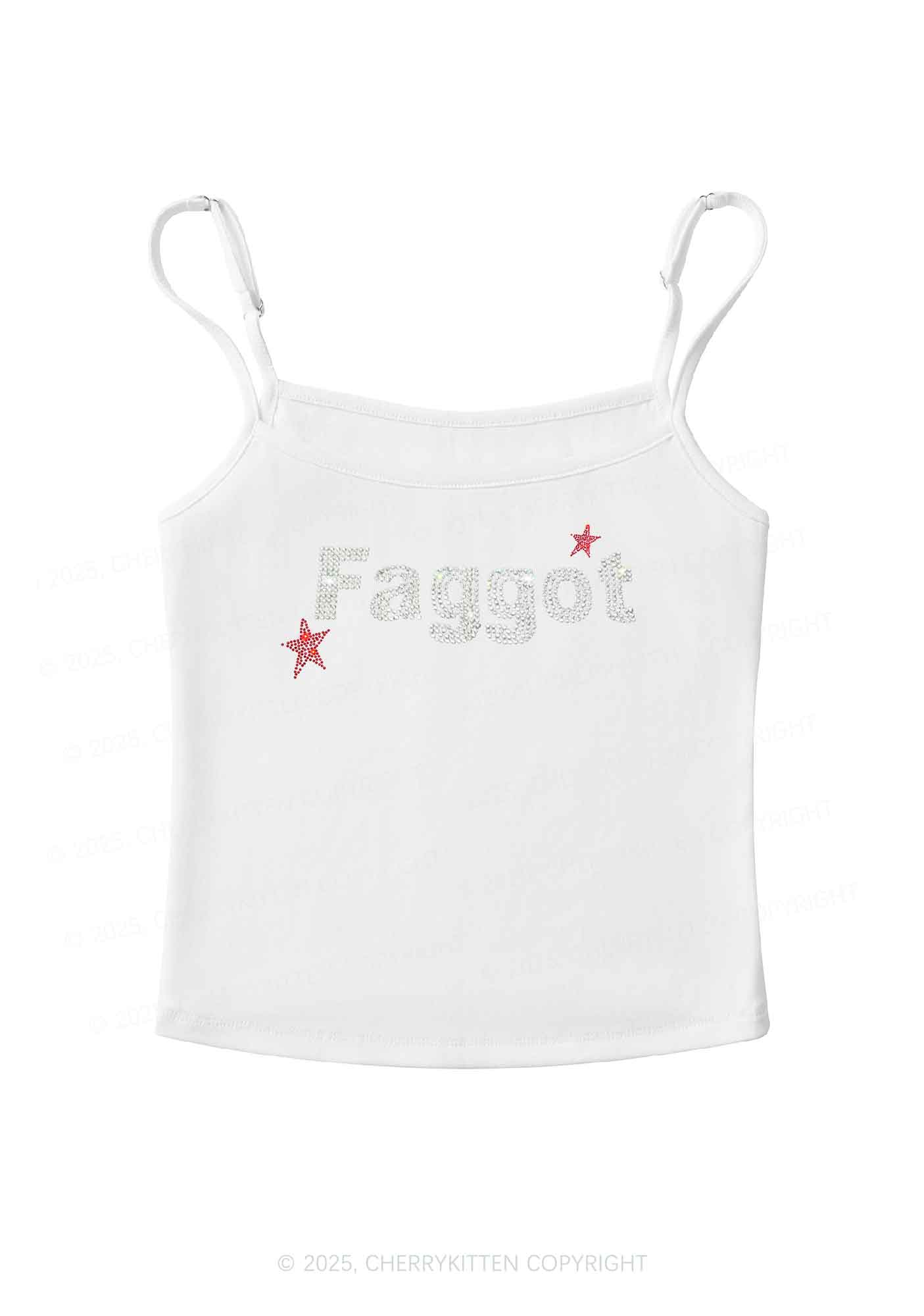 Rhinestone Faggot Pride Y2K Spaghetti Strap Cami Cherrykitten - Image 4