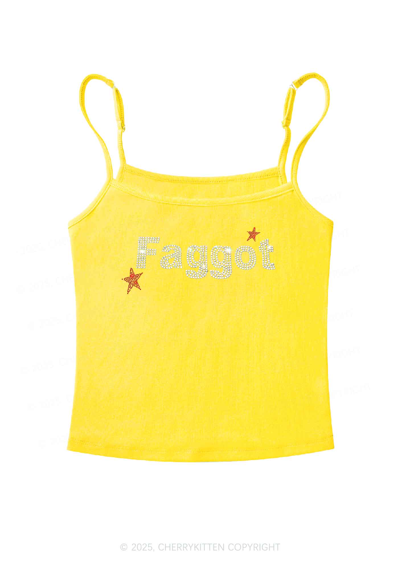 Rhinestone Faggot Pride Y2K Spaghetti Strap Cami Cherrykitten - Image 5