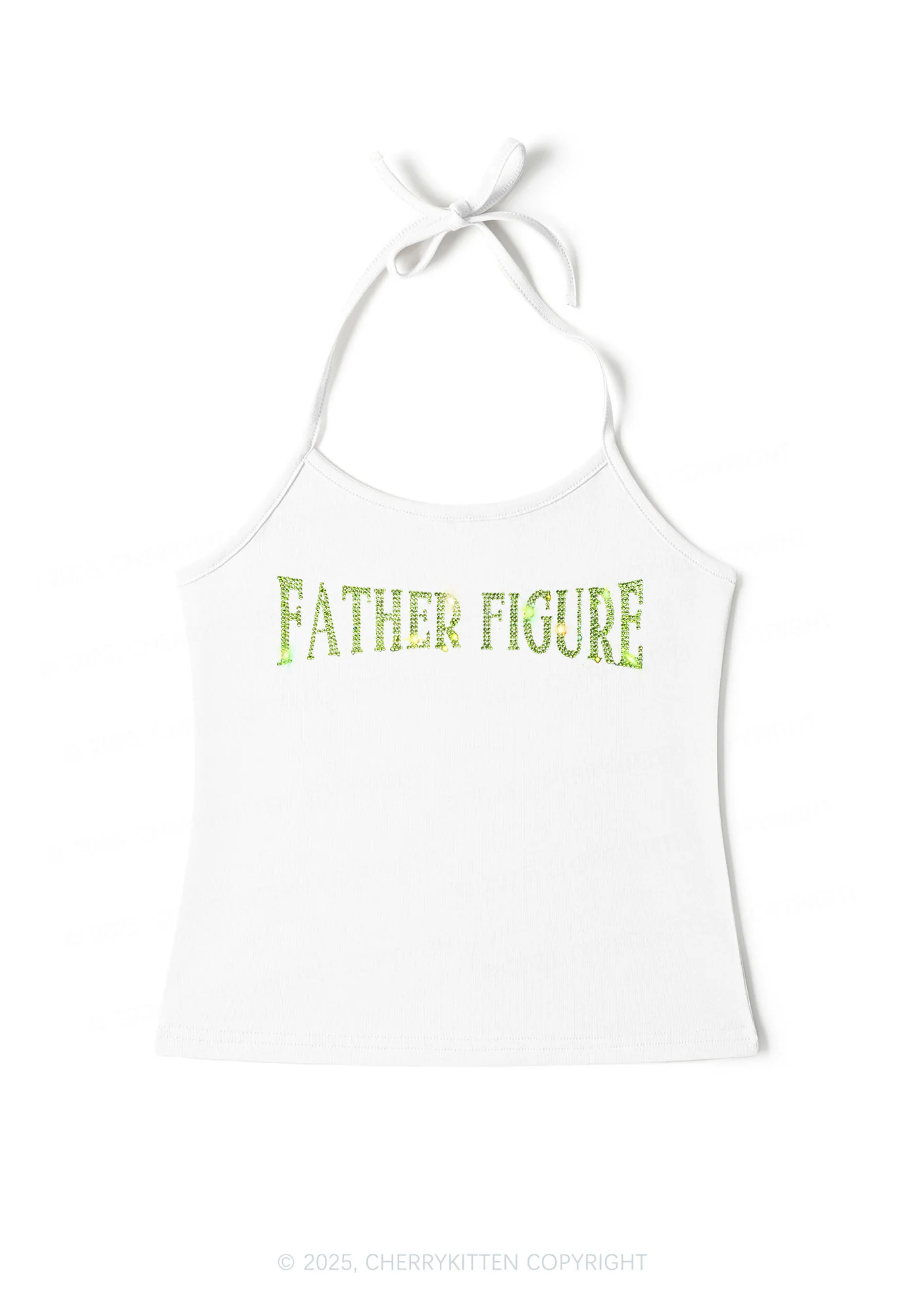 Rhinestone Father Figure Y2K Halter Neck Cami Cherrykitten - Image 2