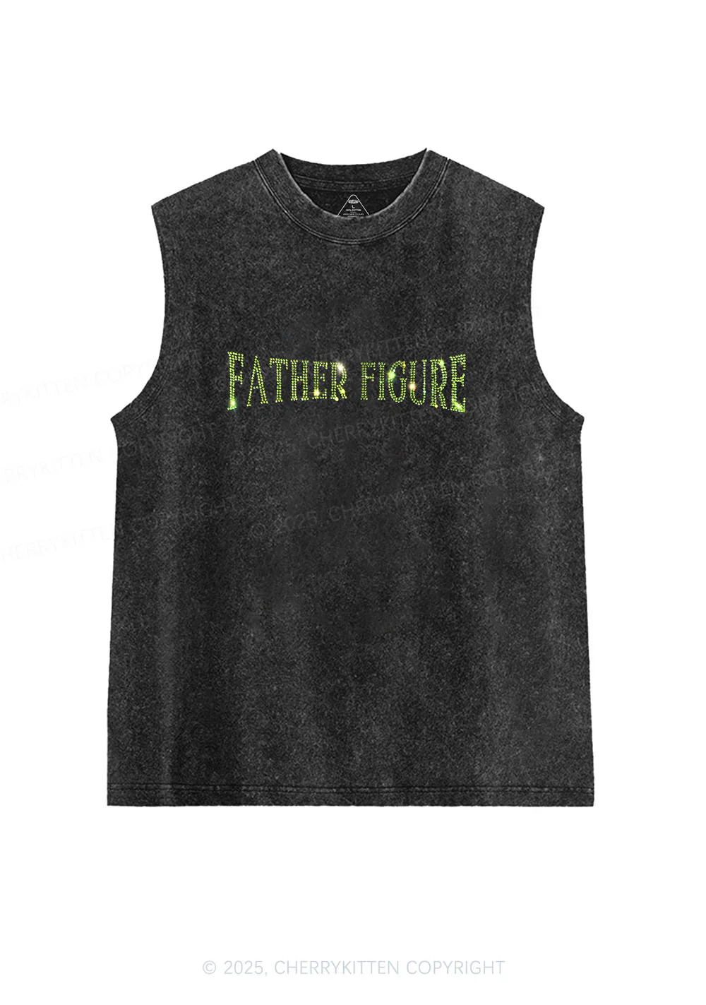 Rhinestone Father Figure Y2K Washed Muscle Tank Cherrykitten - Image 3