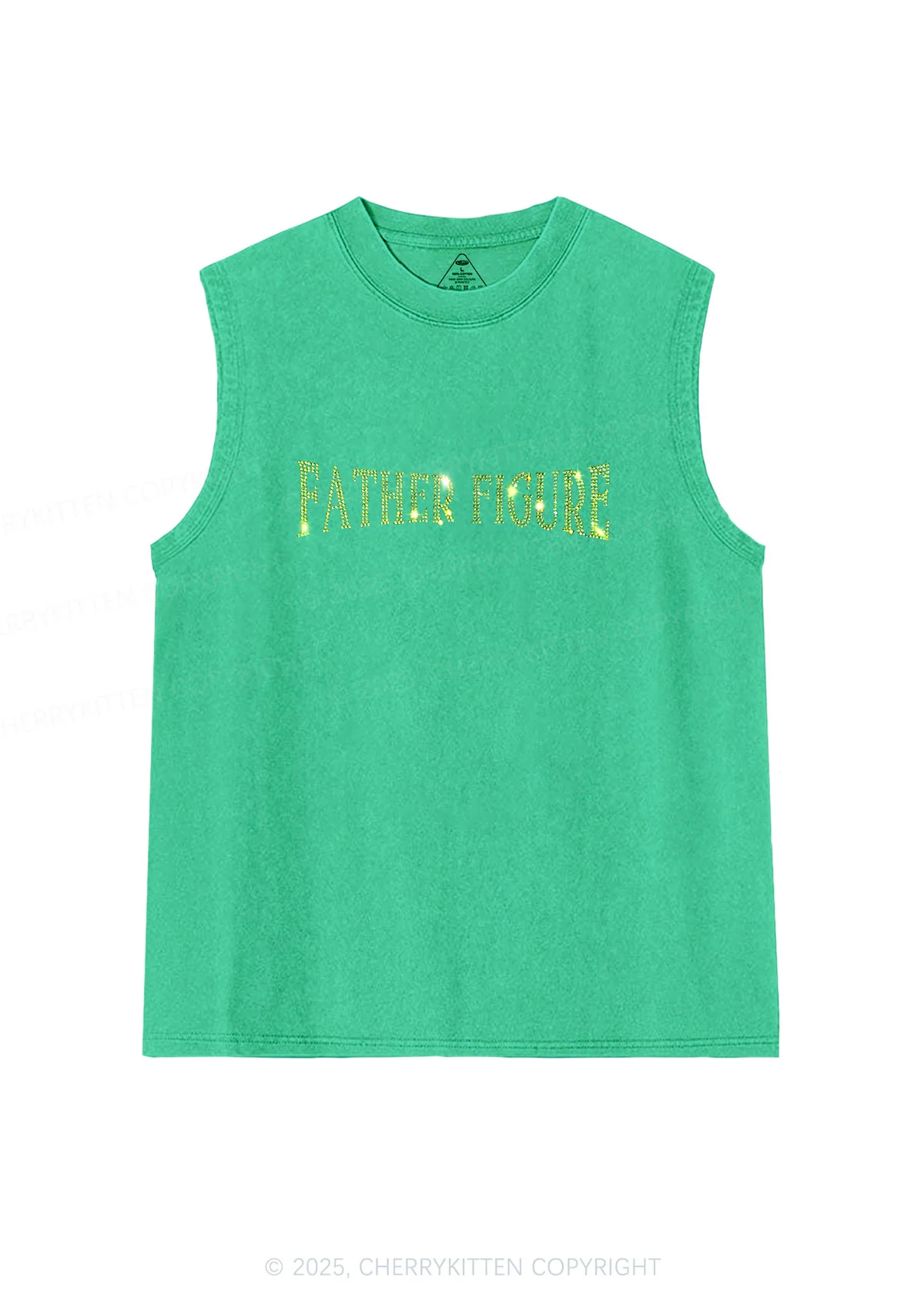 Rhinestone Father Figure Y2K Washed Muscle Tank Cherrykitten - Image 6
