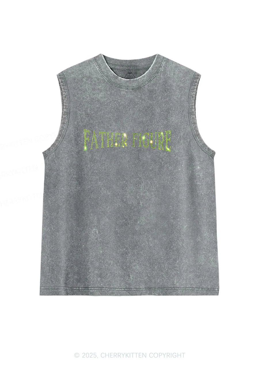 Rhinestone Father Figure Y2K Washed Muscle Tank Cherrykitten - Image 7