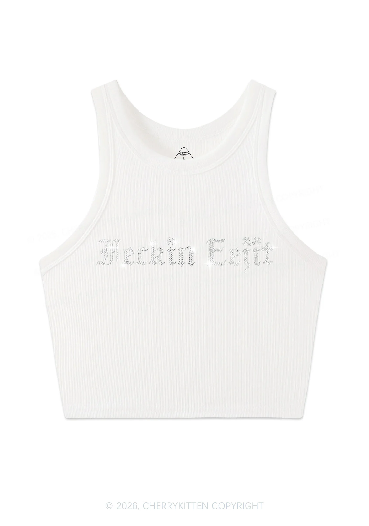 Rhinestone Feckin Eejit St Patricks Y2K Crop Tank Top Cherrykitten - Image 4