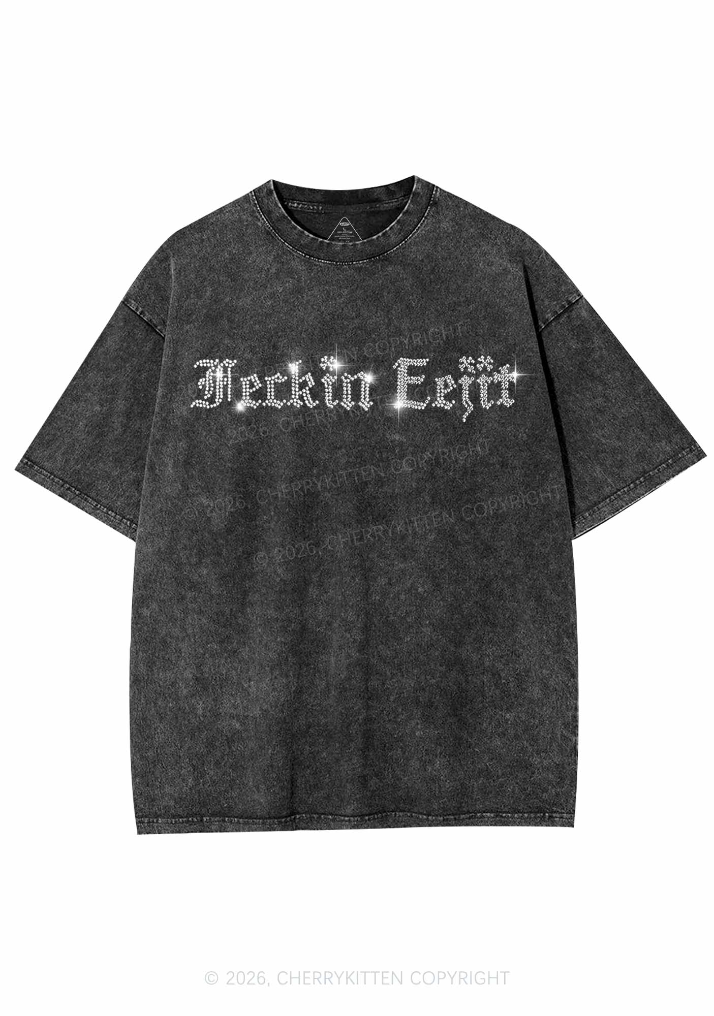 Rhinestone Feckin Eejit St Patricks Y2K Shirts Washed Tee Cherrykitten - Image 3