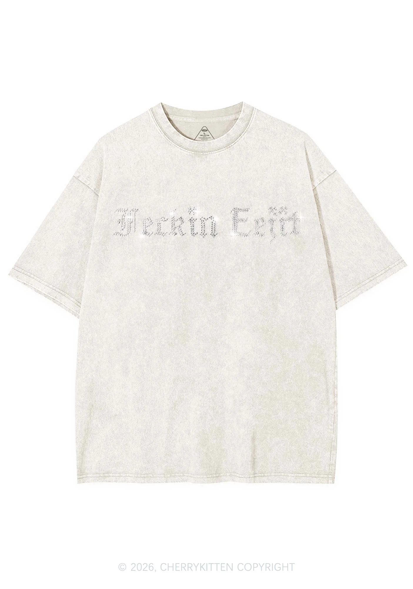 Rhinestone Feckin Eejit St Patricks Y2K Shirts Washed Tee Cherrykitten - Image 4