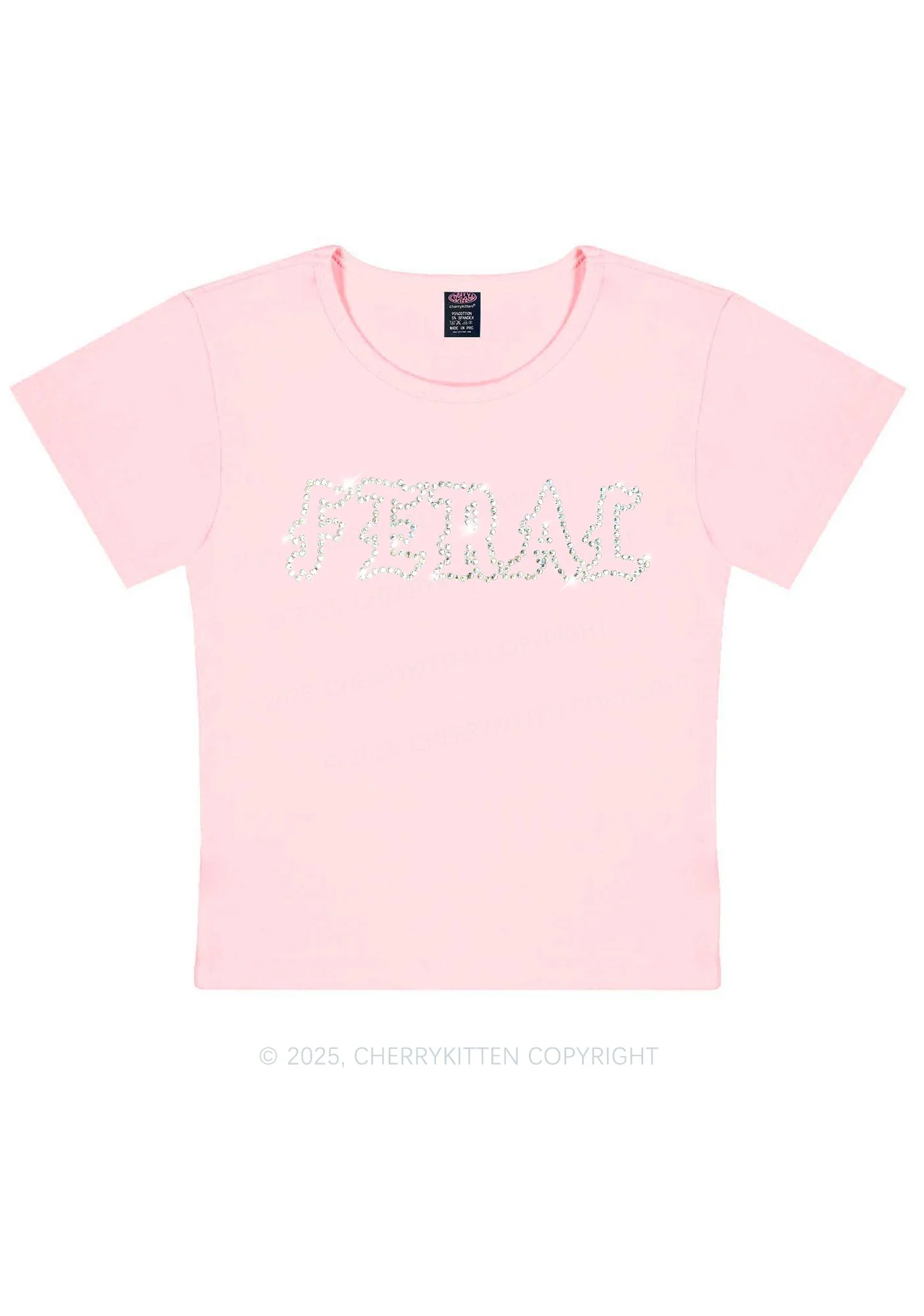 Rhinestone Feral Y2K Baby Tee Cherrykitten - Image 10