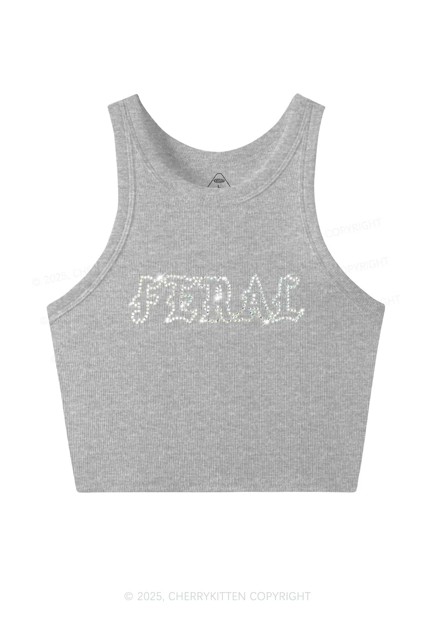 Rhinestone Feral Y2K Crop Tank Top Cherrykitten - Image 4