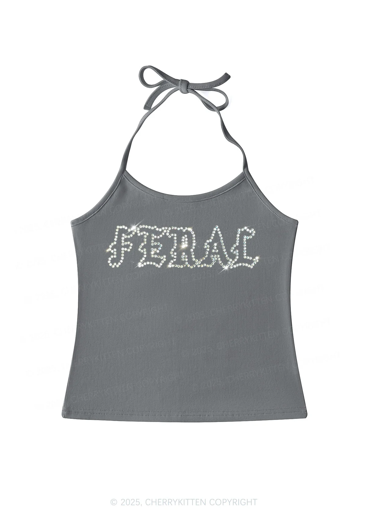 Rhinestone Feral Y2K Halter Neck Cami Cherrykitten - Image 2