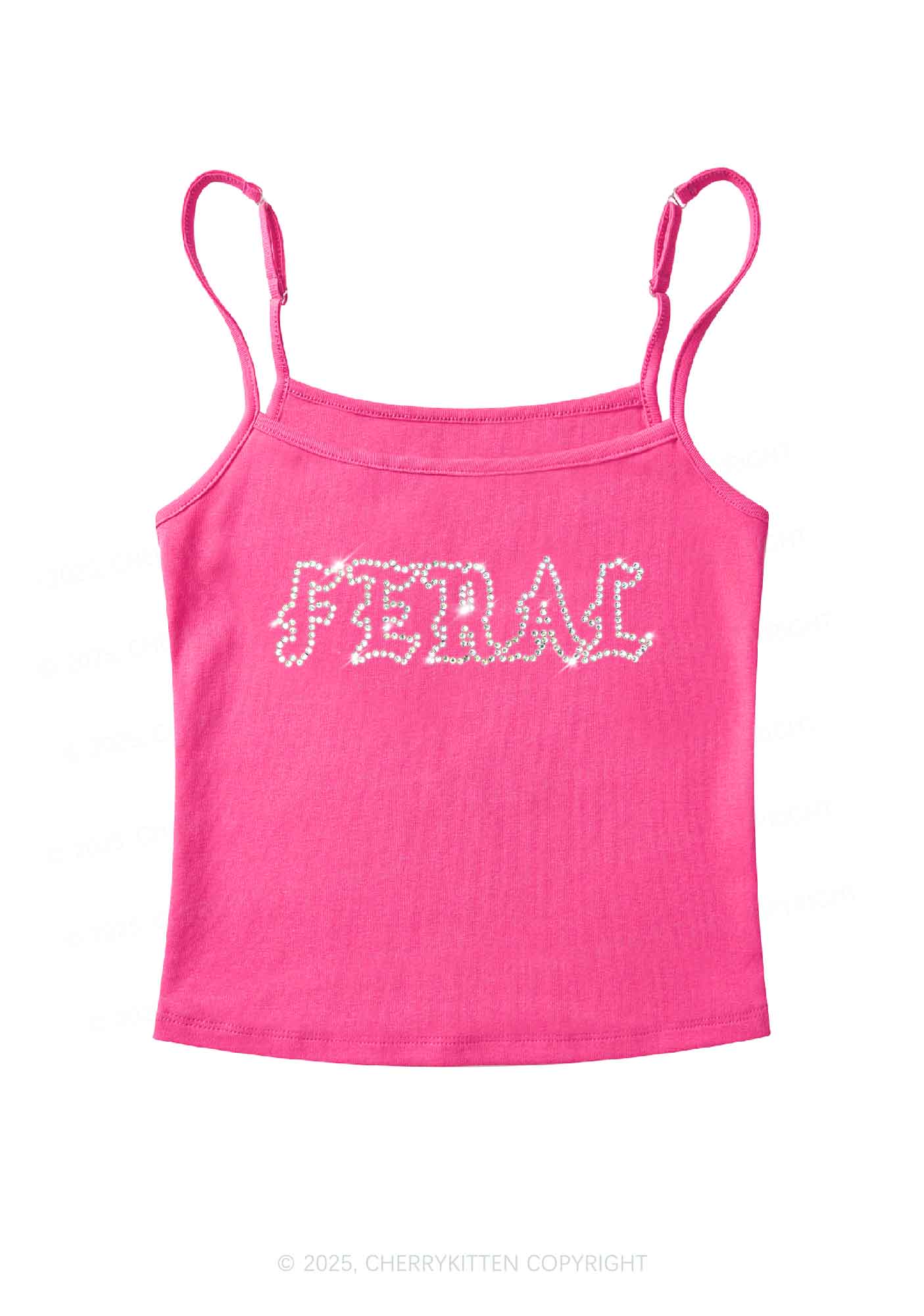 Rhinestone Feral Y2K Spaghetti Strap Cami Cherrykitten - Image 4