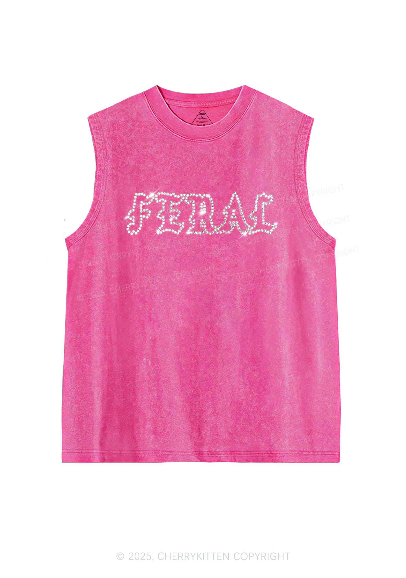 Rhinestone Feral Y2K Washed Muscle Tank Cherrykitten - Image 3