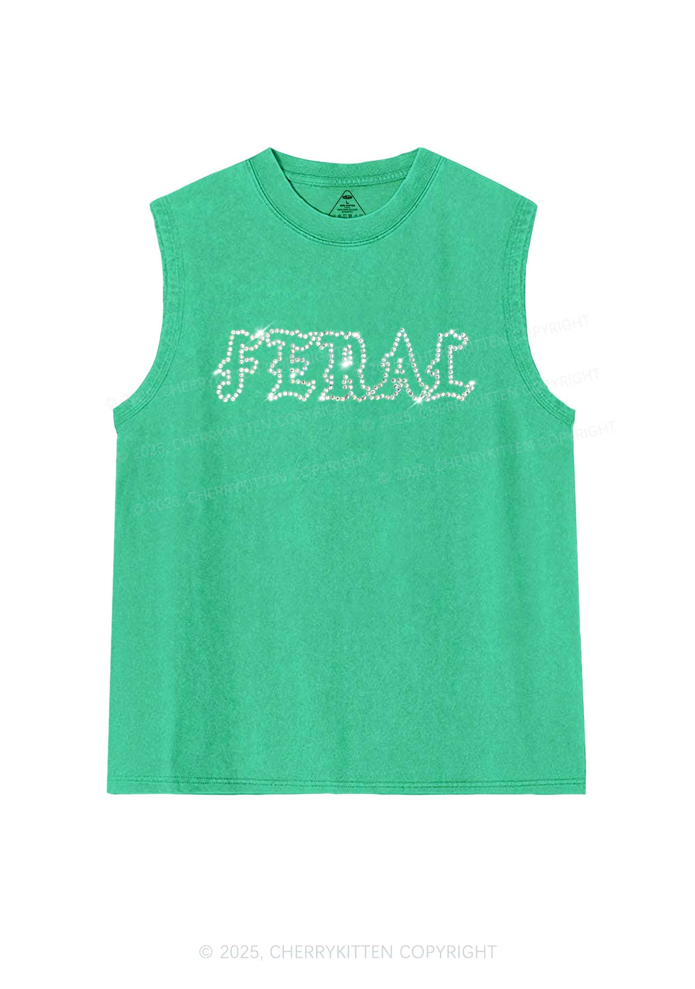 Rhinestone Feral Y2K Washed Muscle Tank Cherrykitten - Image 4