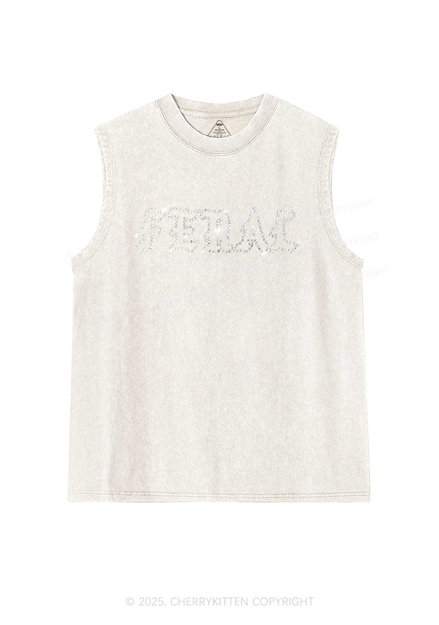 Rhinestone Feral Y2K Washed Muscle Tank Cherrykitten - Image 7