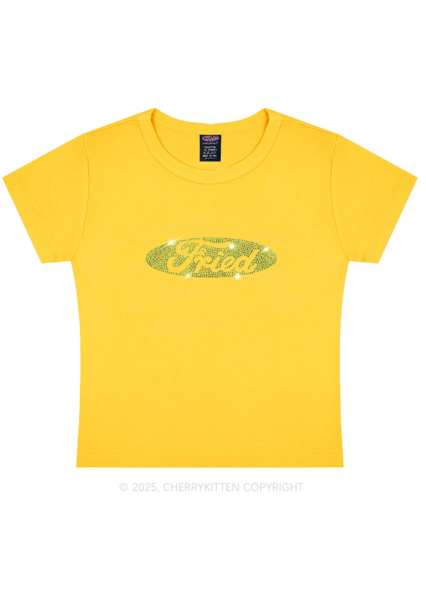 Rhinestone Fried Y2K Baby Tee Cherrykitten - Image 3