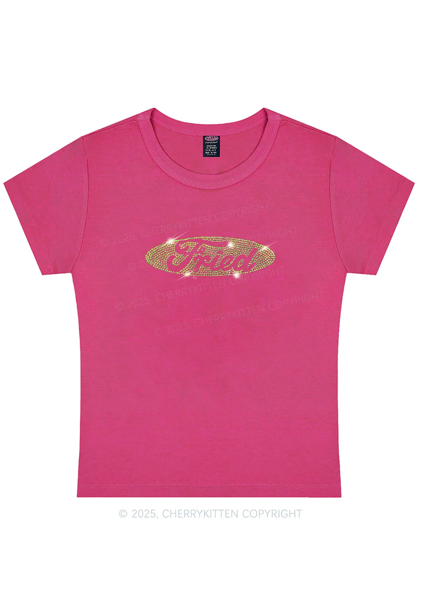 Rhinestone Fried Y2K Baby Tee Cherrykitten - Image 5