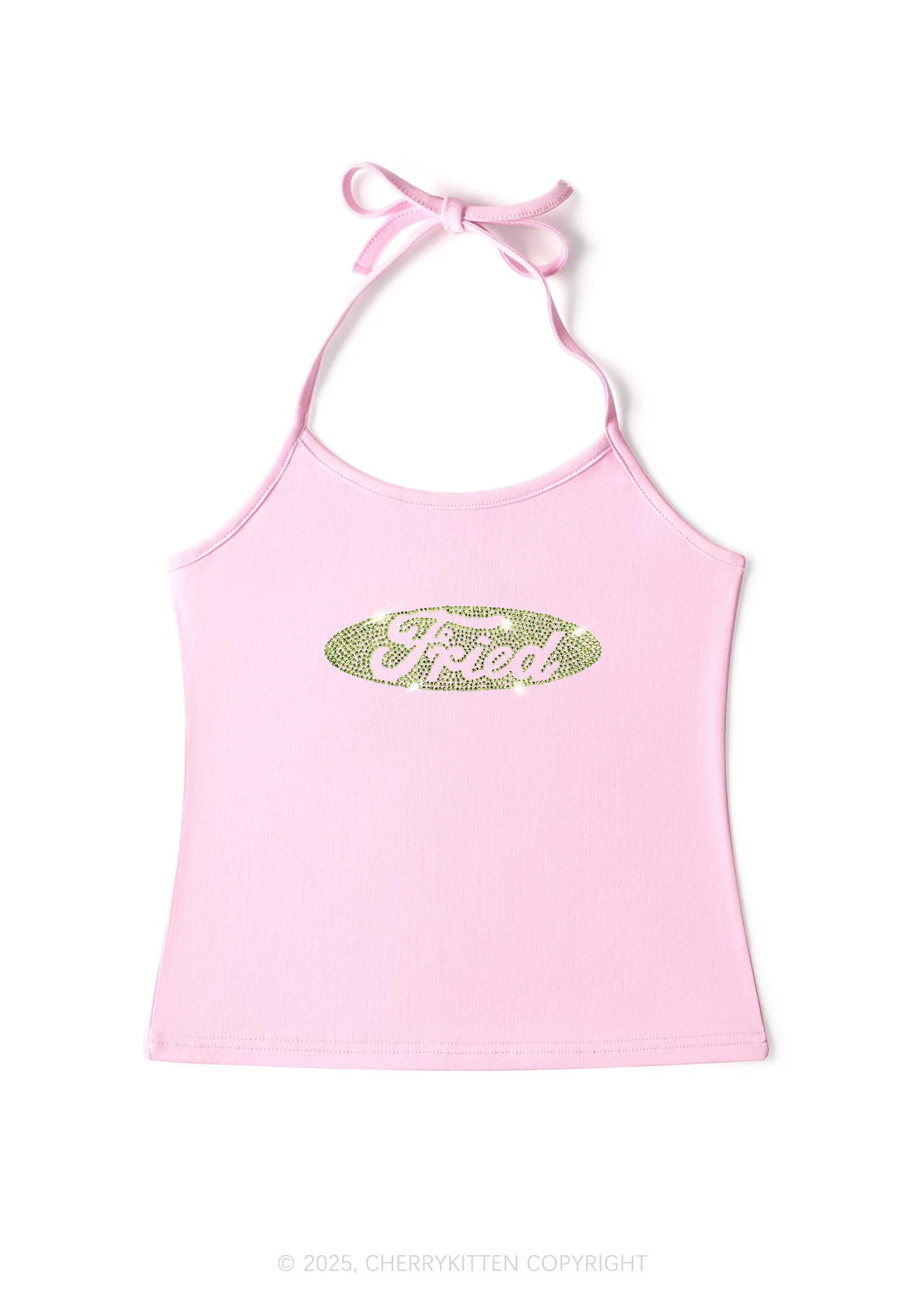 Rhinestone Fried Y2K Halter Neck Cami Cherrykitten - Image 4