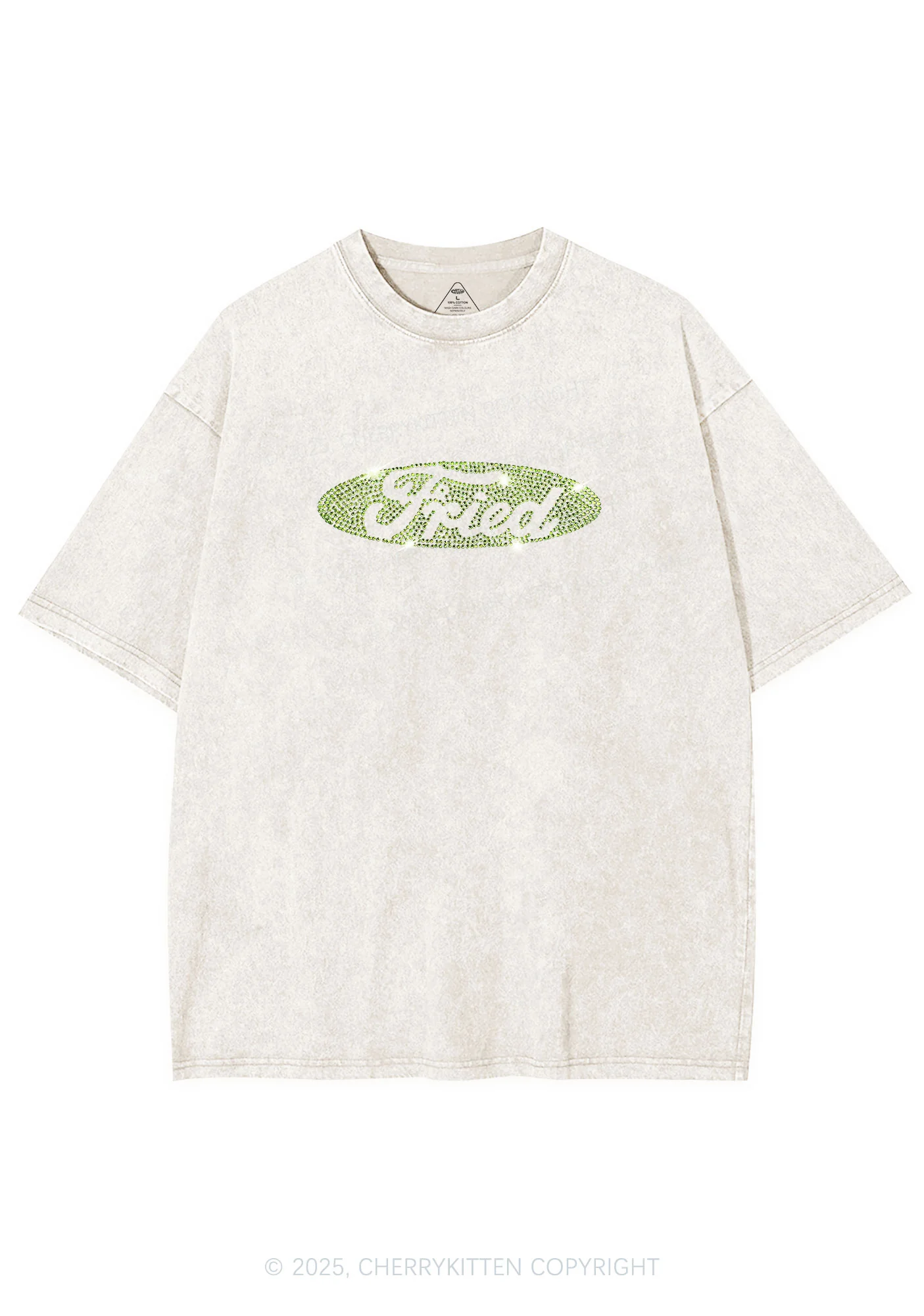 Rhinestone Fried Y2K Shirts Washed Tee Cherrykitten - Image 5