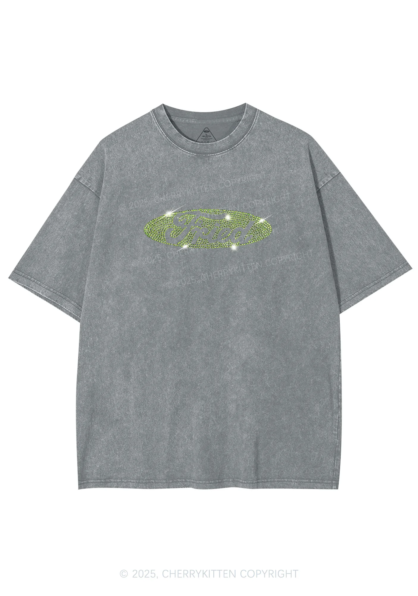 Rhinestone Fried Y2K Shirts Washed Tee Cherrykitten - Image 8