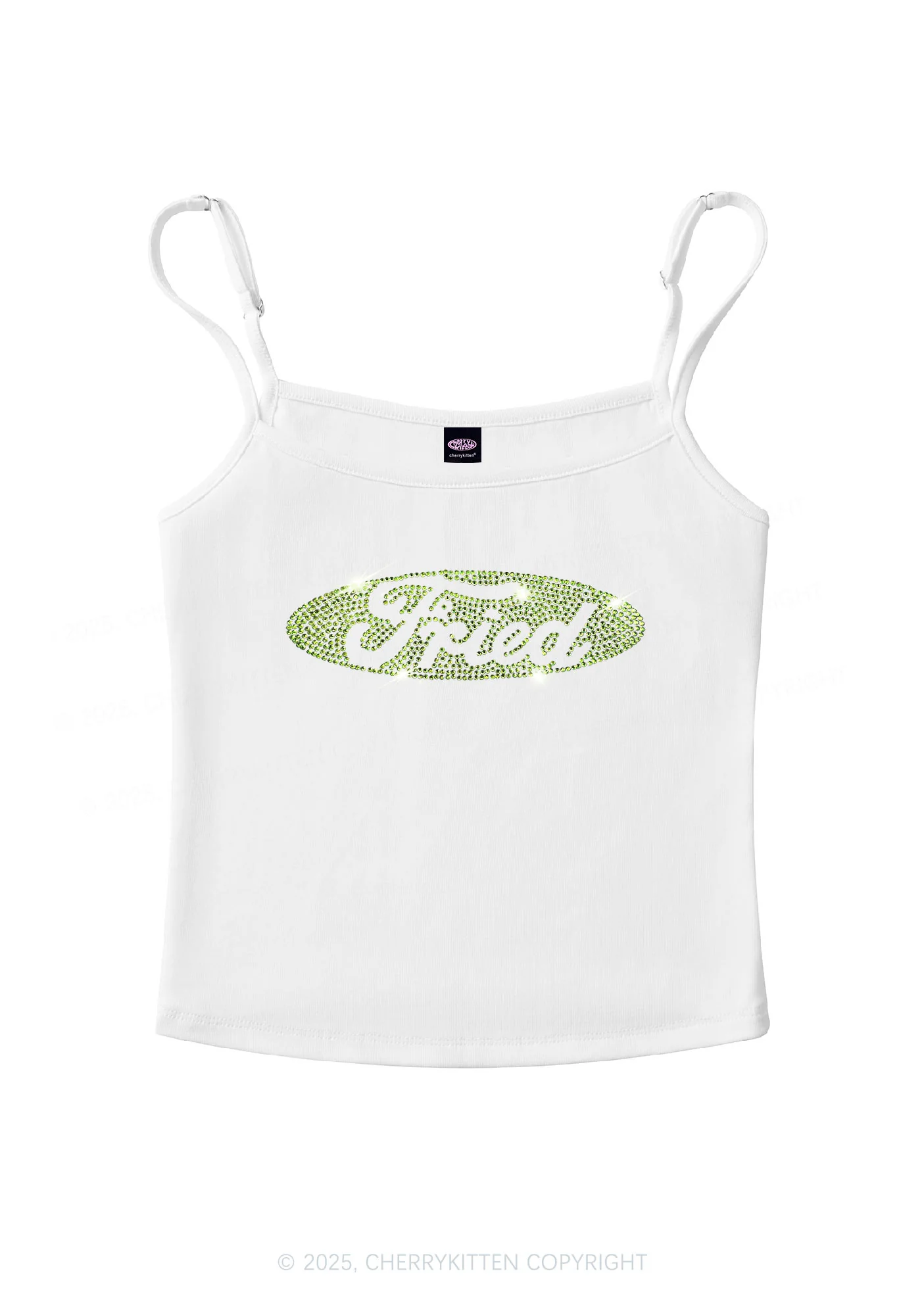 Rhinestone Fried Y2K Spaghetti Strap Cami Cherrykitten - Image 3