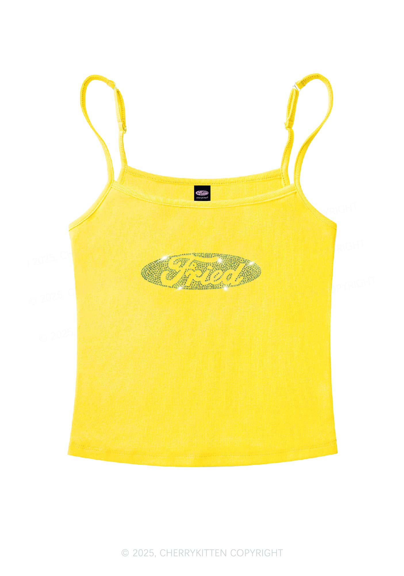 Rhinestone Fried Y2K Spaghetti Strap Cami Cherrykitten - Image 4