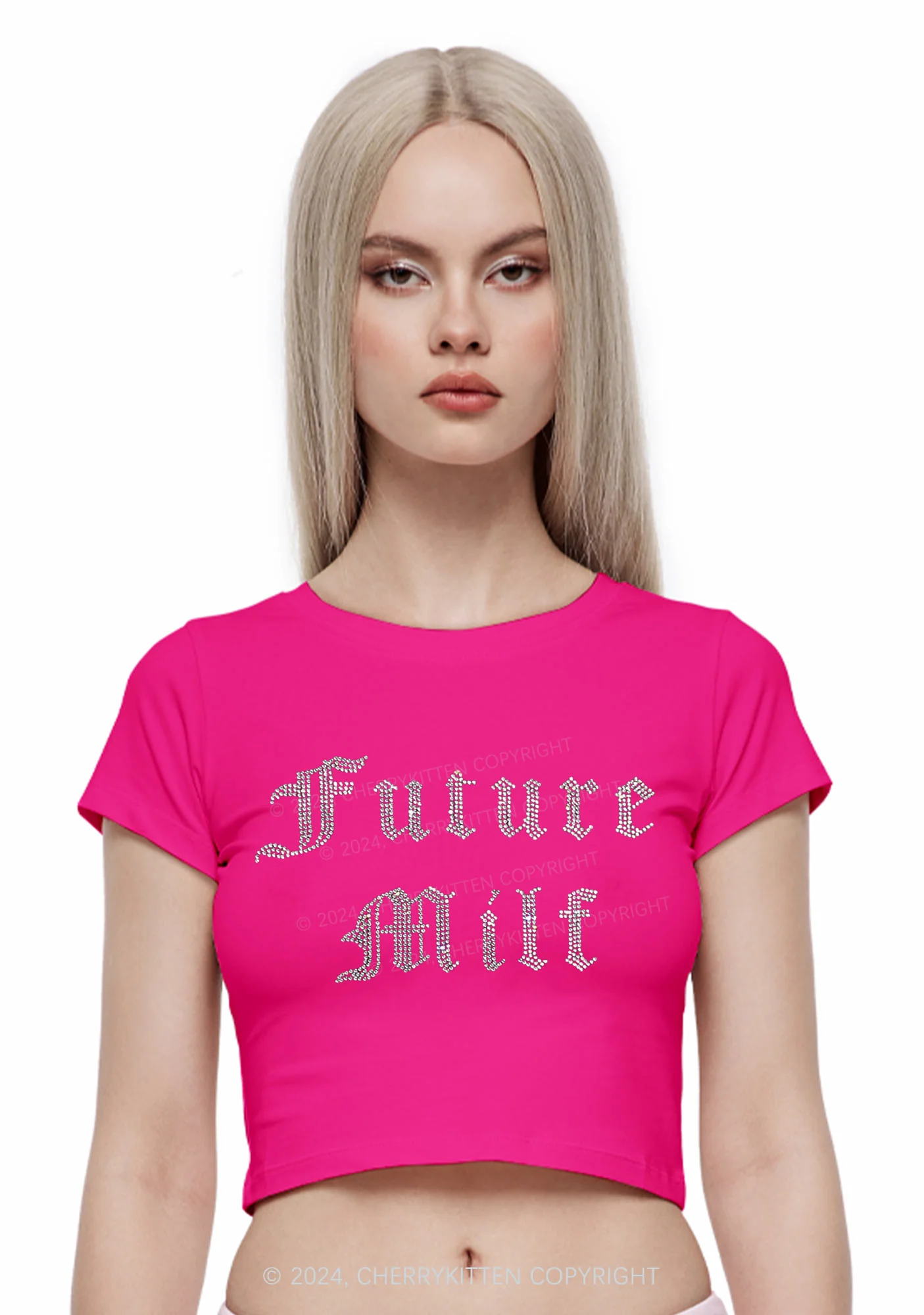Rhinestone Future Mxxf Y2K Baby Tee Cherrykitten - Image 3