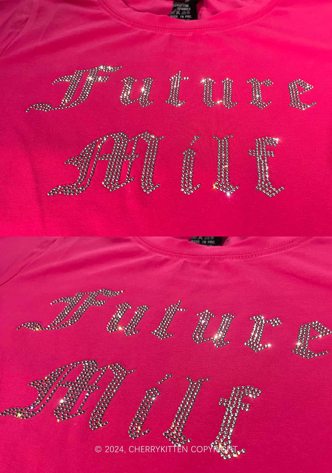 Rhinestone Future Mxxf Y2K Baby Tee Cherrykitten - Image 4