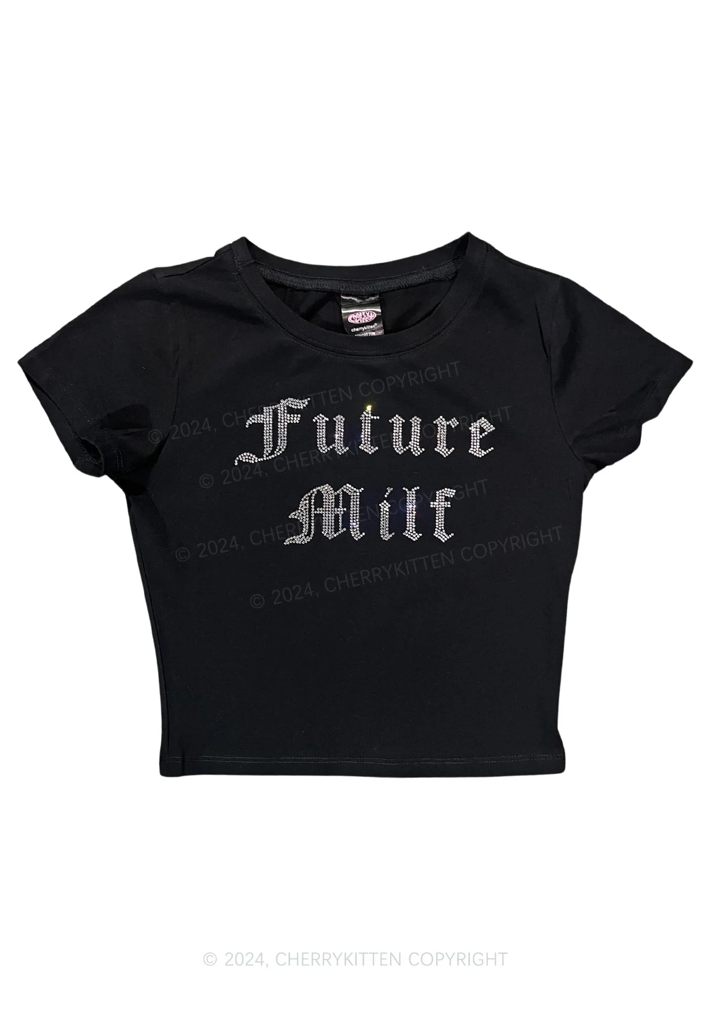 Rhinestone Future Mxxf Y2K Baby Tee Cherrykitten - Image 5