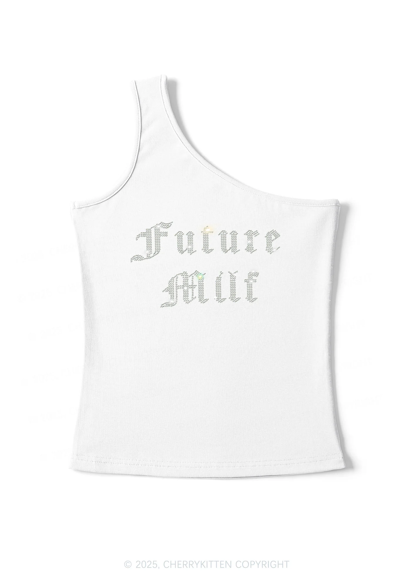 Rhinestone Future Mxxf Y2K One Shoulder Tank Top Cherrykitten - Image 2