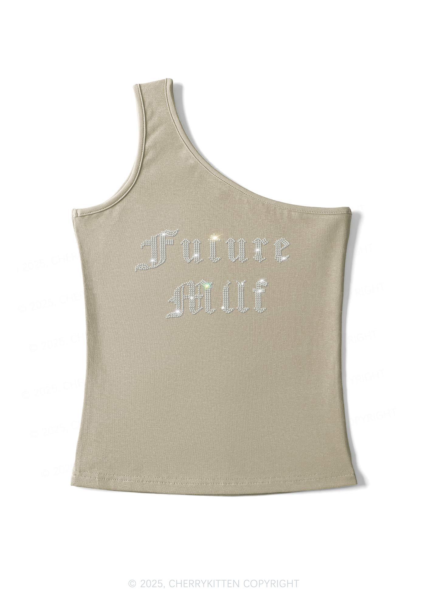 Rhinestone Future Mxxf Y2K One Shoulder Tank Top Cherrykitten - Image 4