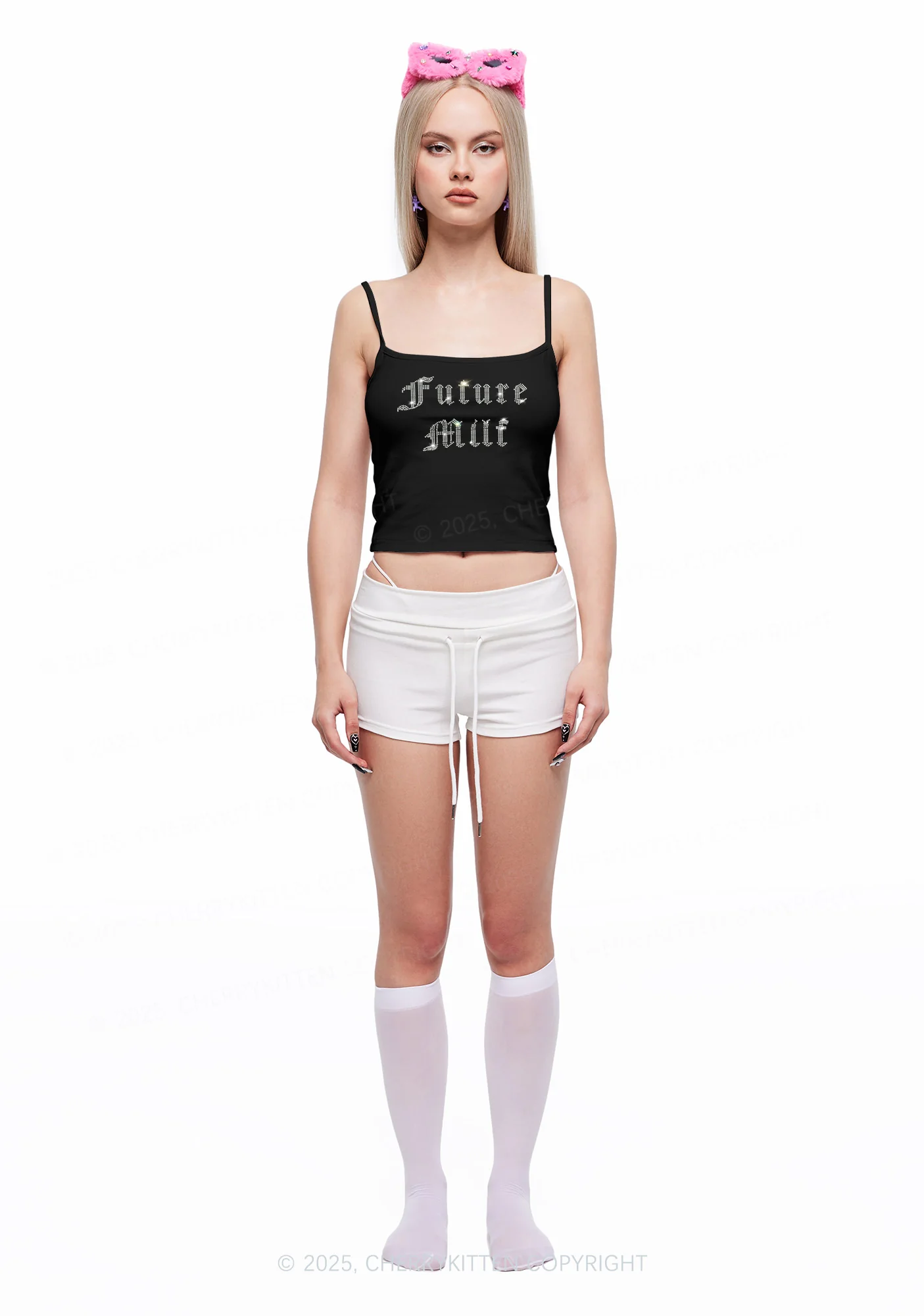 Rhinestone Future Mxxf Y2K Spaghetti Strap Cami Cherrykitten - Image 2