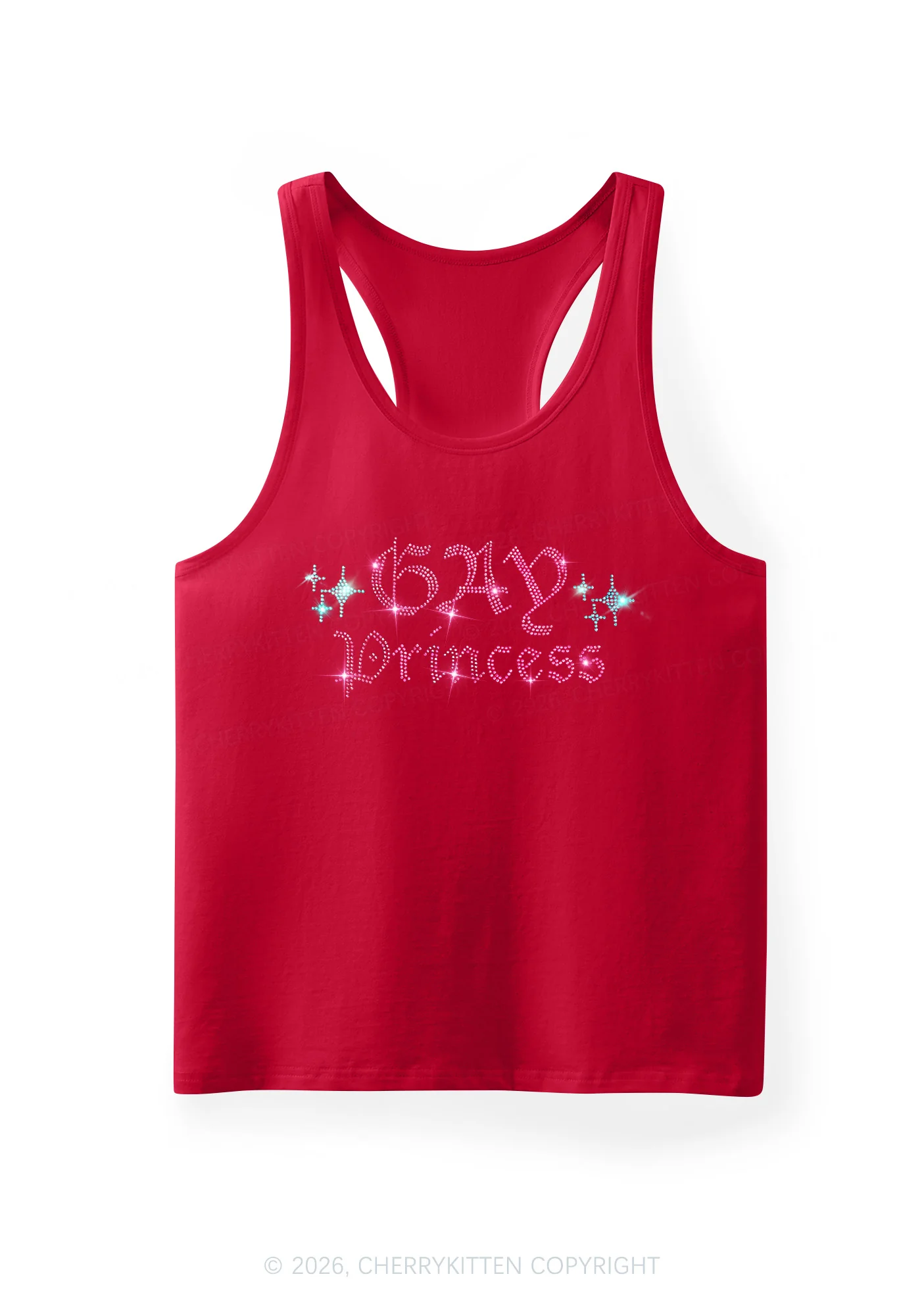 Rhinestone Gay Princess Pride Y2K Men Racerback Tank Top Cherrykitten - Image 10