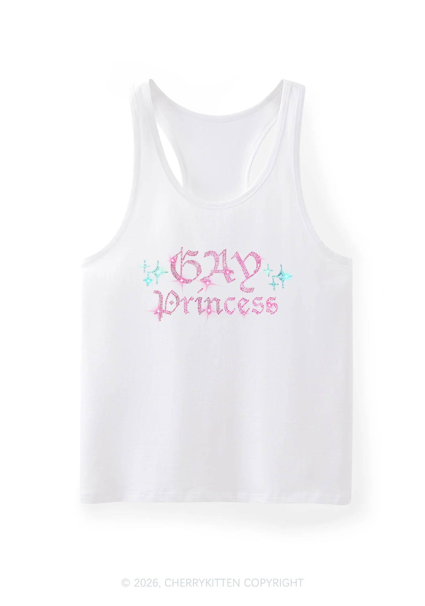 Rhinestone Gay Princess Pride Y2K Men Racerback Tank Top Cherrykitten - Image 4