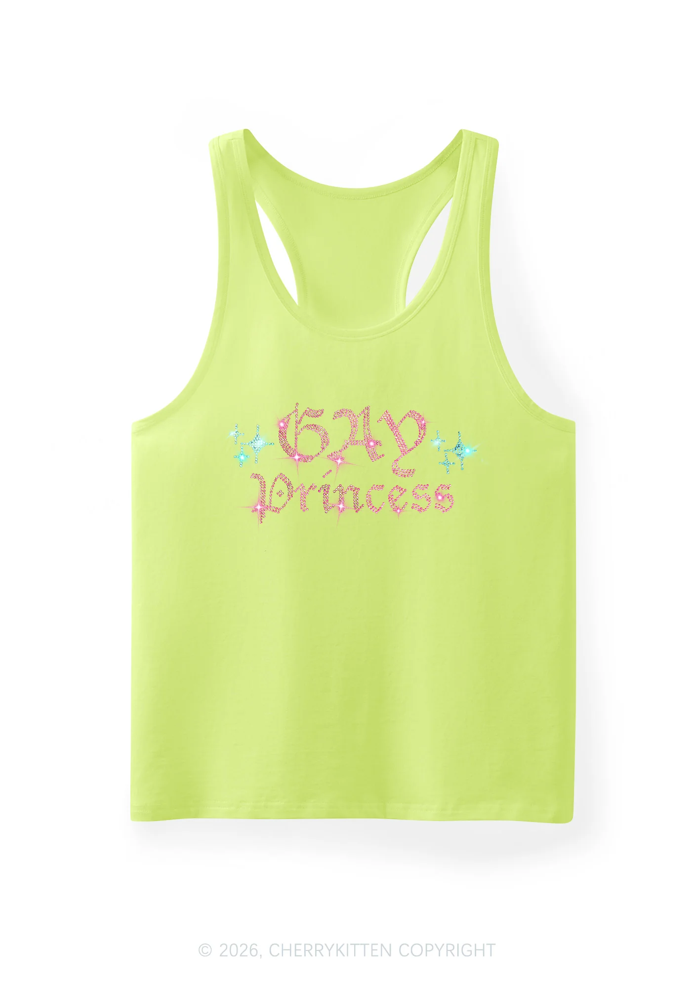 Rhinestone Gay Princess Pride Y2K Men Racerback Tank Top Cherrykitten - Image 5