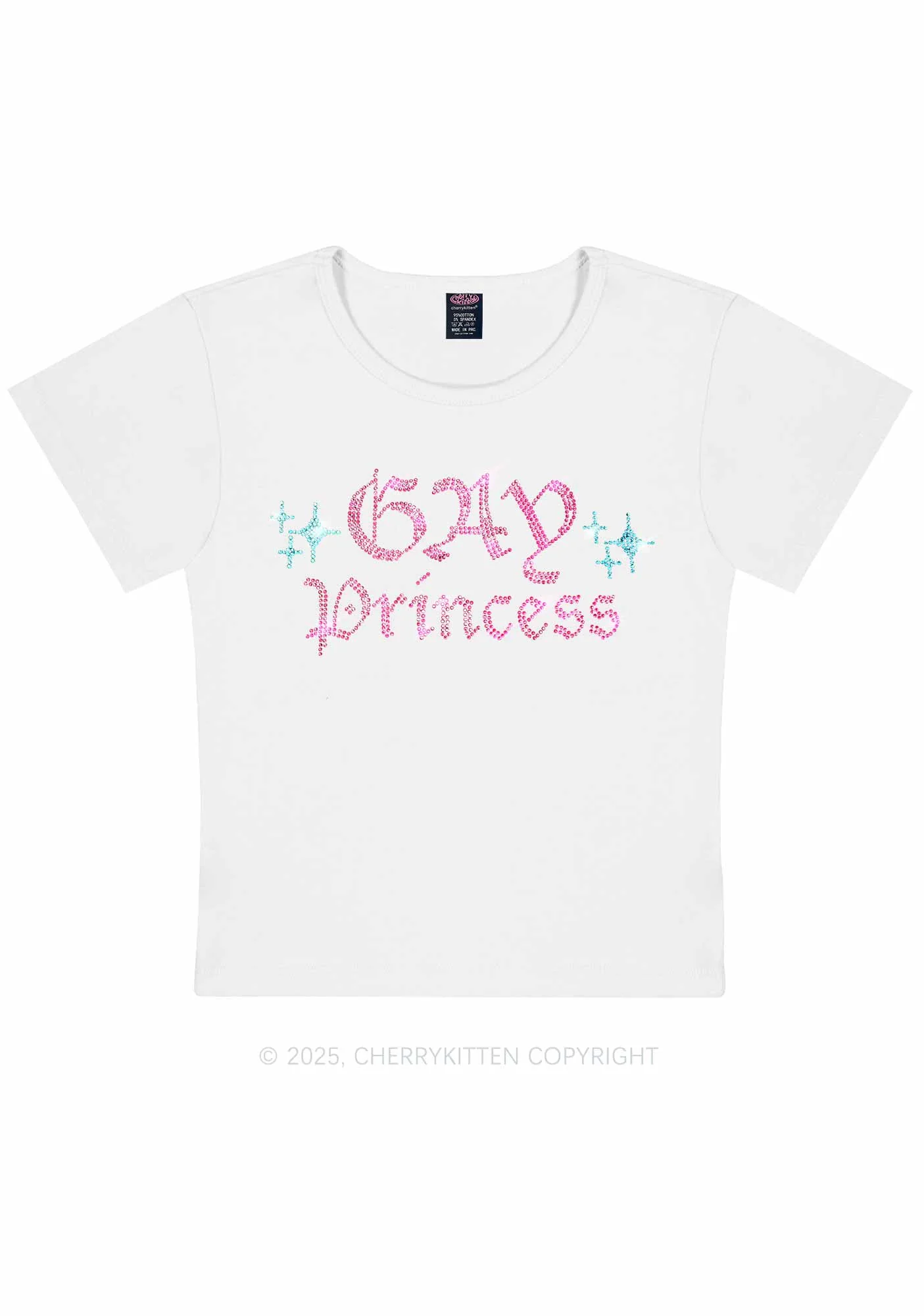 Rhinestone Gay Princess Y2K Baby Tee Cherrykitten - Image 6