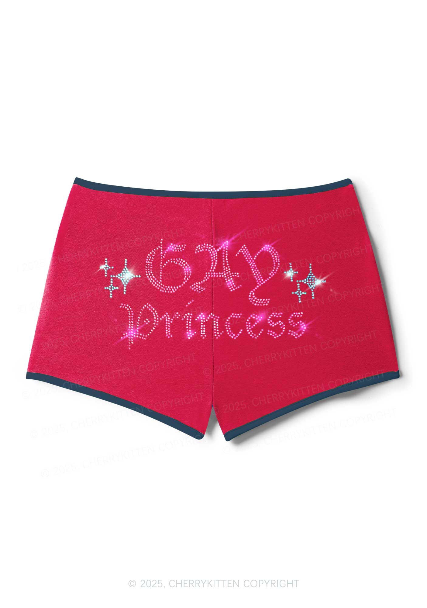 Rhinestone Gay Princess Pride Y2K Booty Shorts Cherrykitten - Image 4