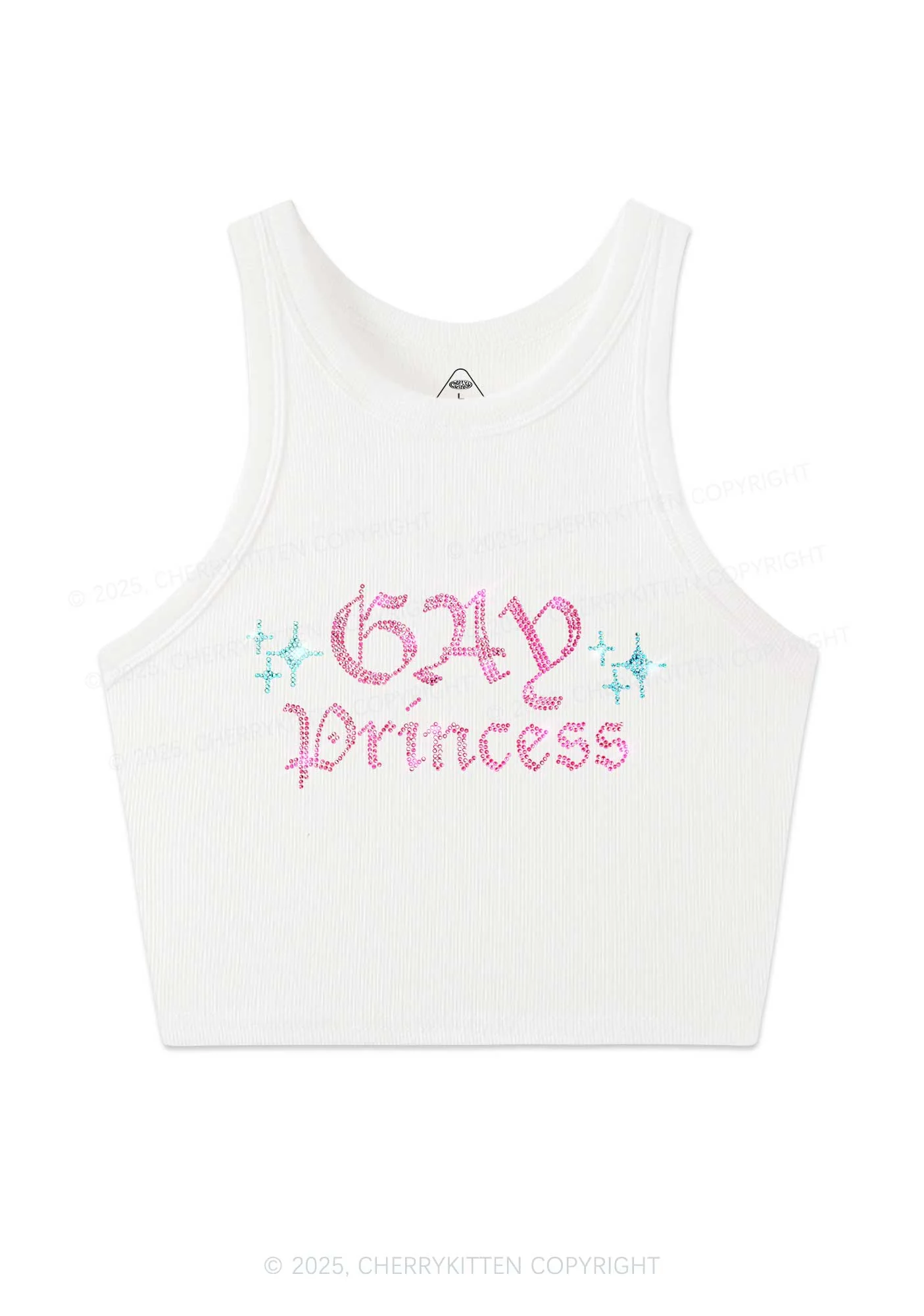Rhinestone Gay Princess Pride Y2K Crop Tank Top Cherrykitten - Image 4