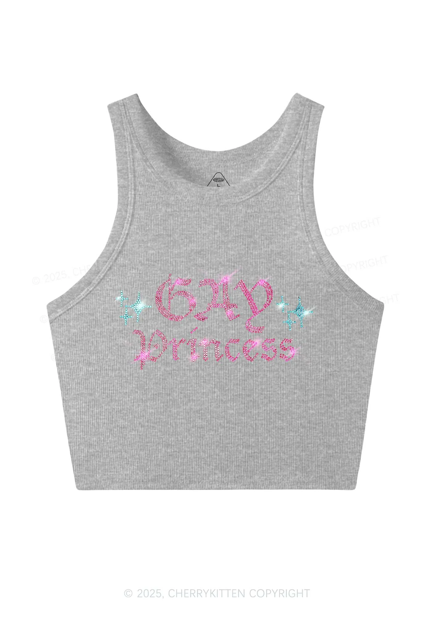 Rhinestone Gay Princess Pride Y2K Crop Tank Top Cherrykitten - Image 5