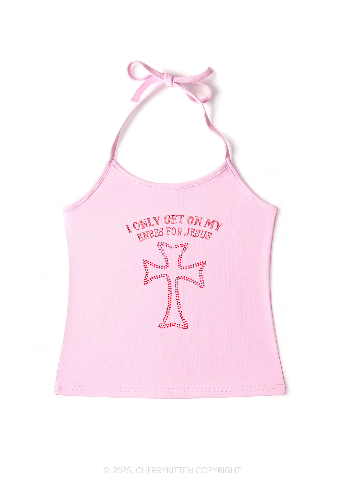 Rhinestone Get On Knees For Jesus Y2K Halter Neck Cami Cherrykitten - Image 3
