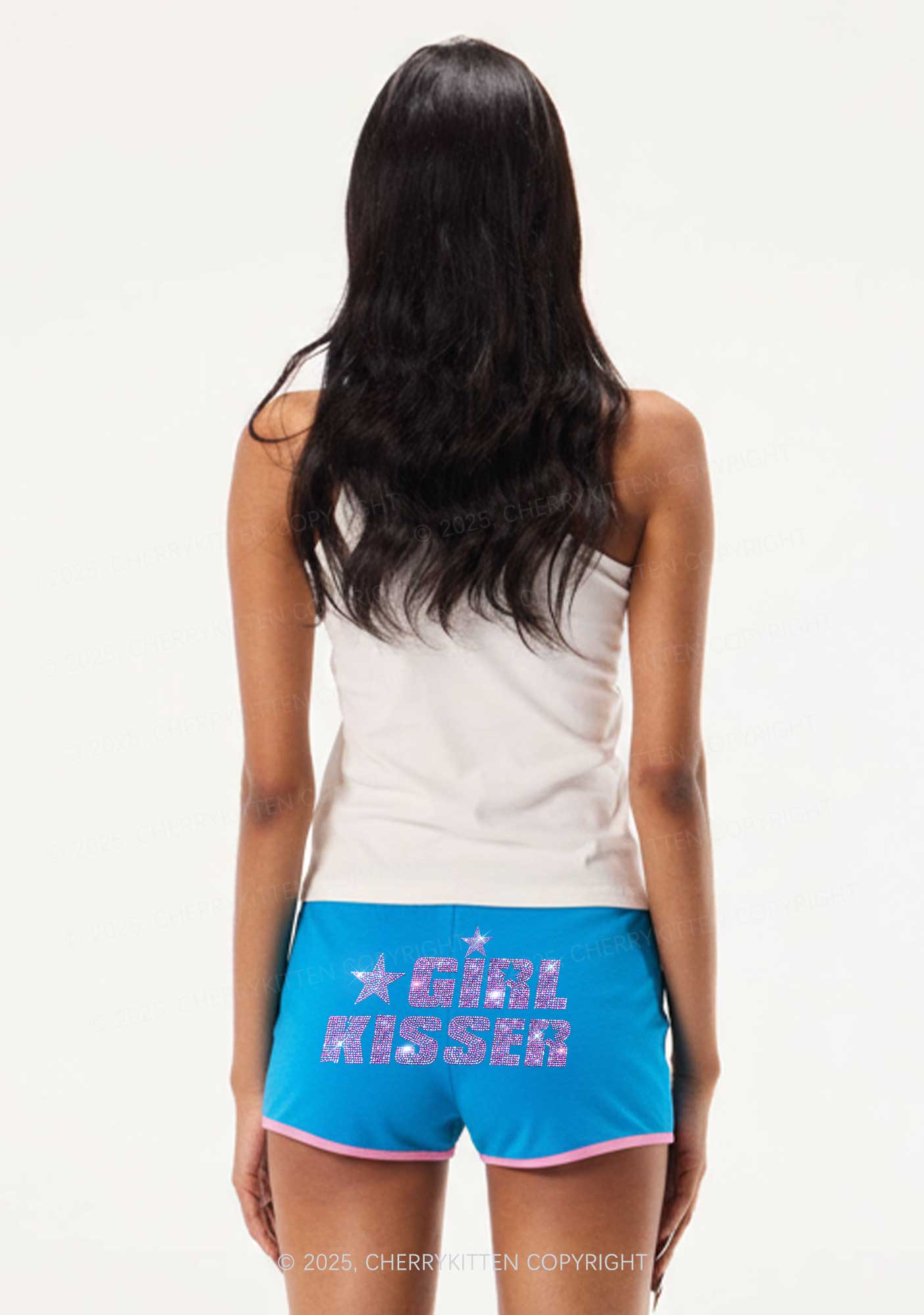 Rhinestone Girl kisser Pride Y2K Booty Shorts Cherrykitten - Image 2