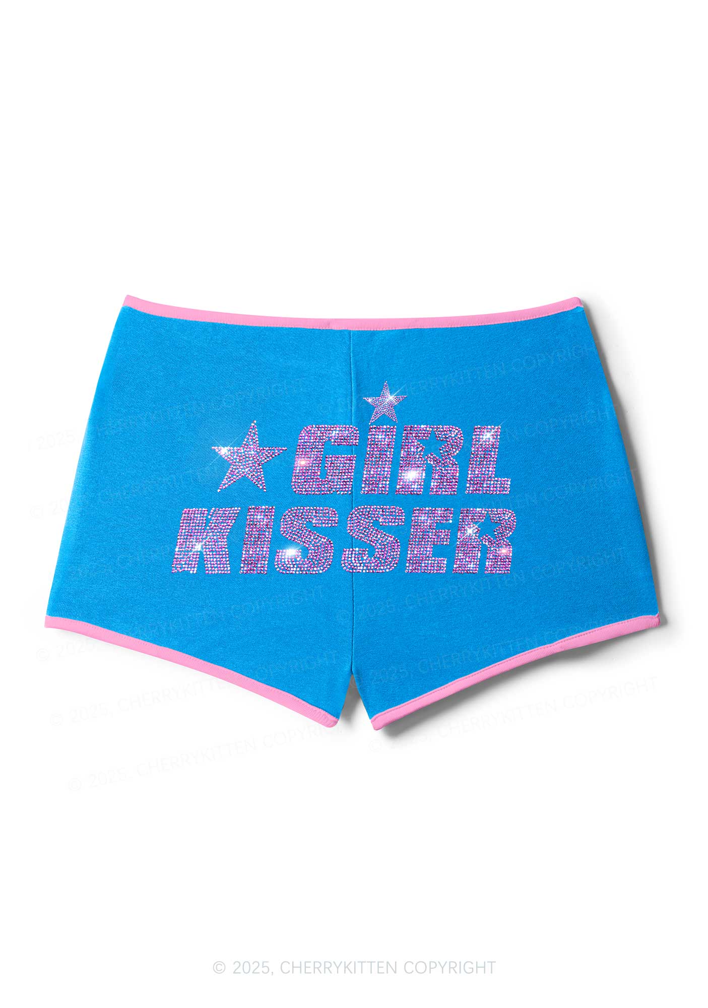 Rhinestone Girl kisser Pride Y2K Booty Shorts Cherrykitten - Image 3