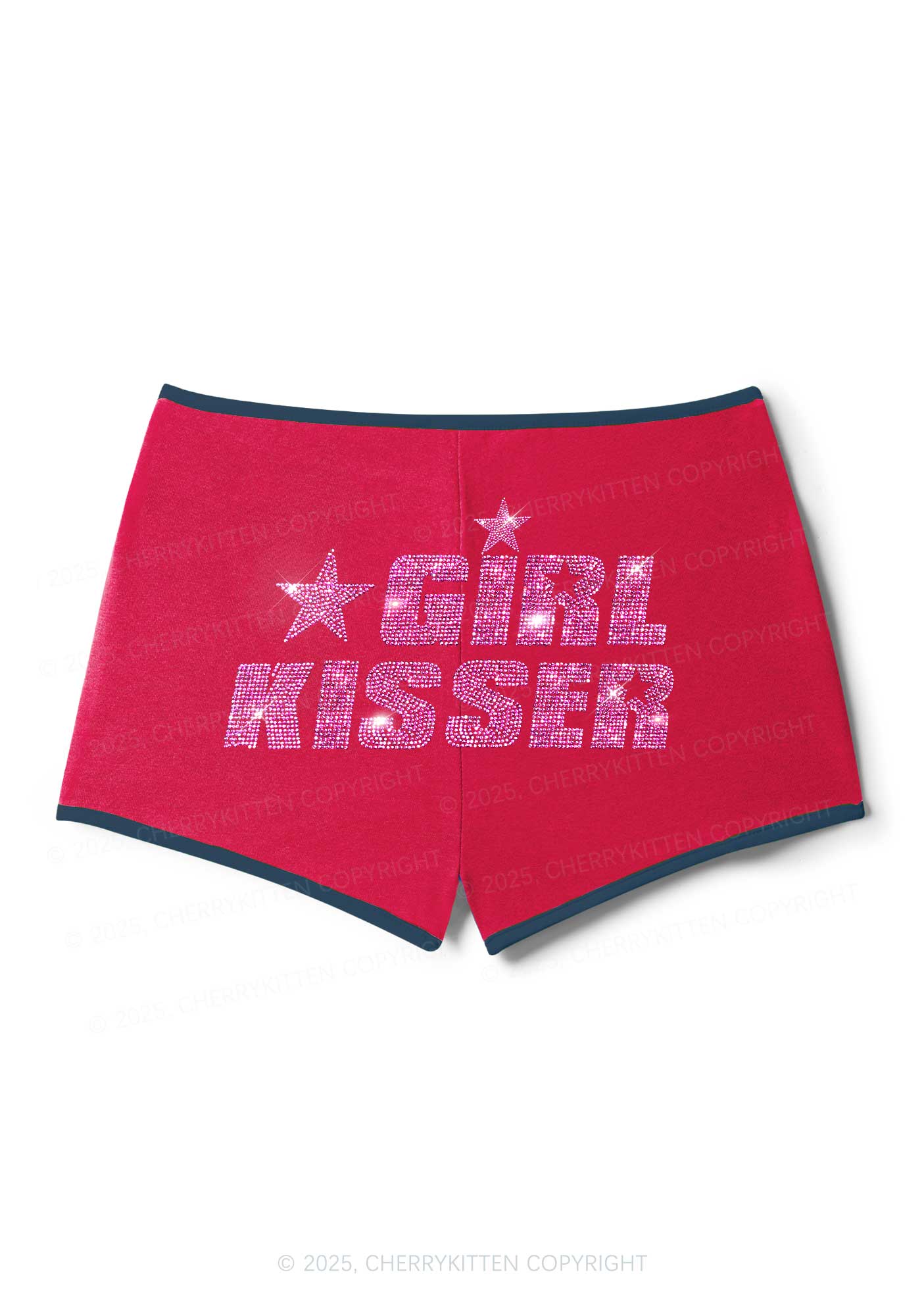 Rhinestone Girl kisser Pride Y2K Booty Shorts Cherrykitten - Image 5