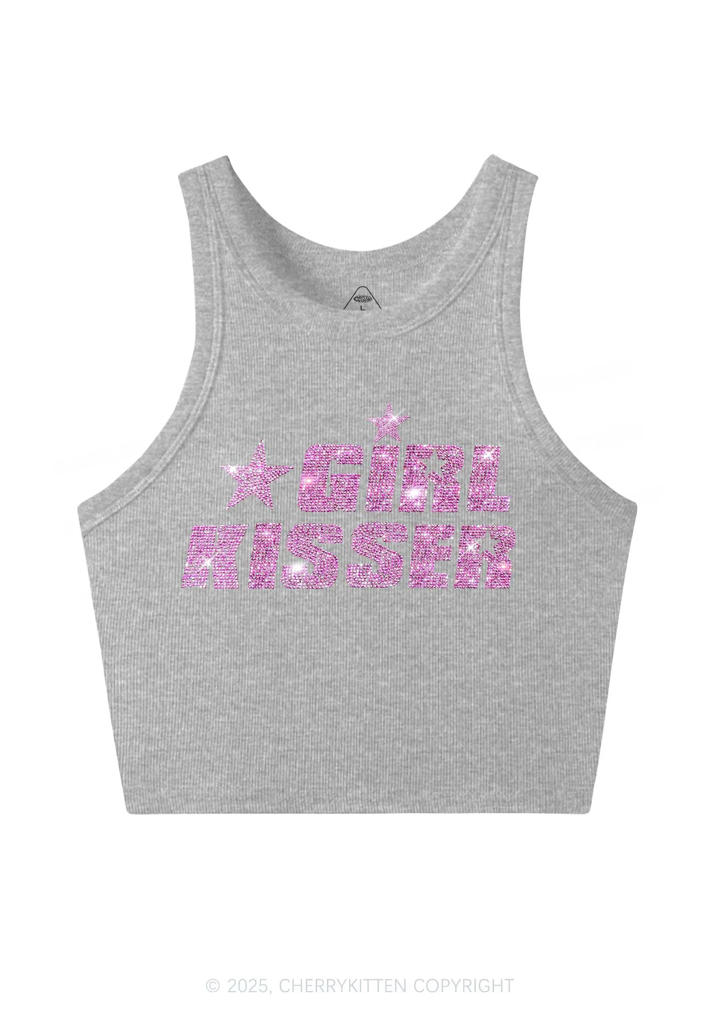 Rhinestone Girl kisser Pride Y2K Crop Tank Top Cherrykitten - Image 5