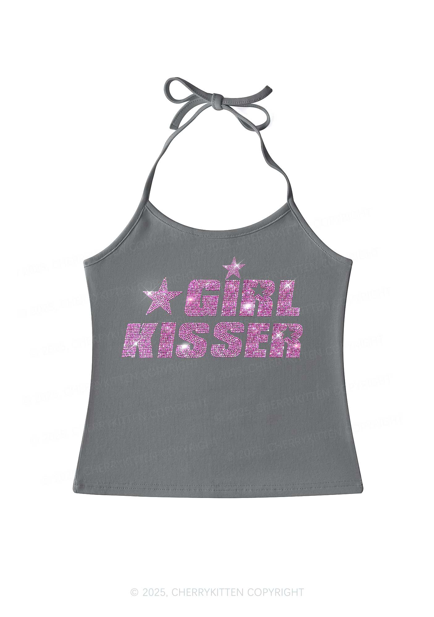 Rhinestone Girl kisser Pride Y2K Halter Neck Cami Cherrykitten - Image 2