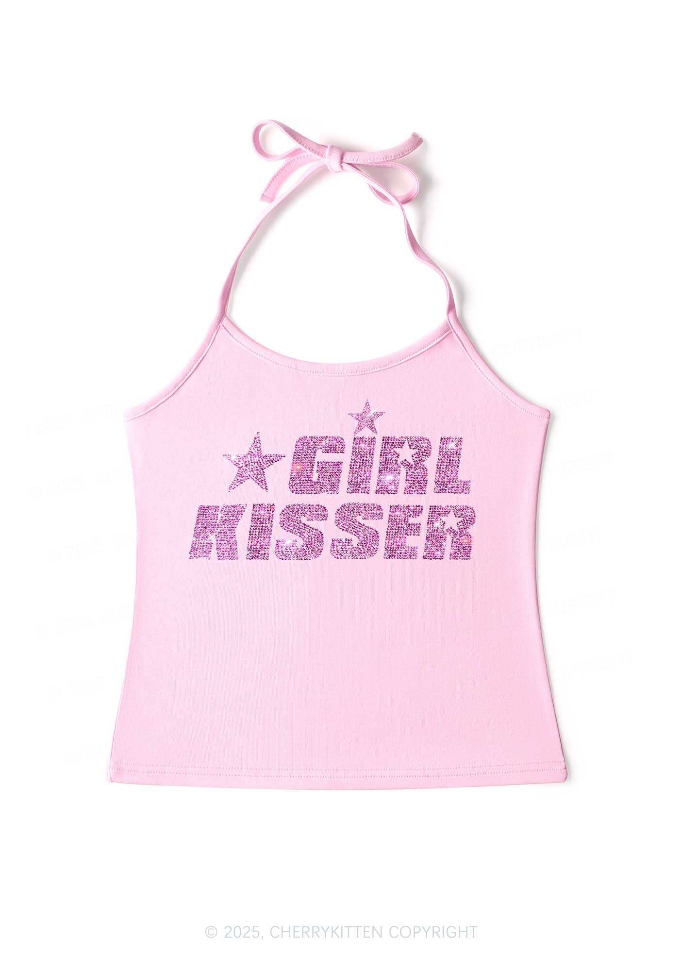Rhinestone Girl kisser Pride Y2K Halter Neck Cami Cherrykitten - Image 3