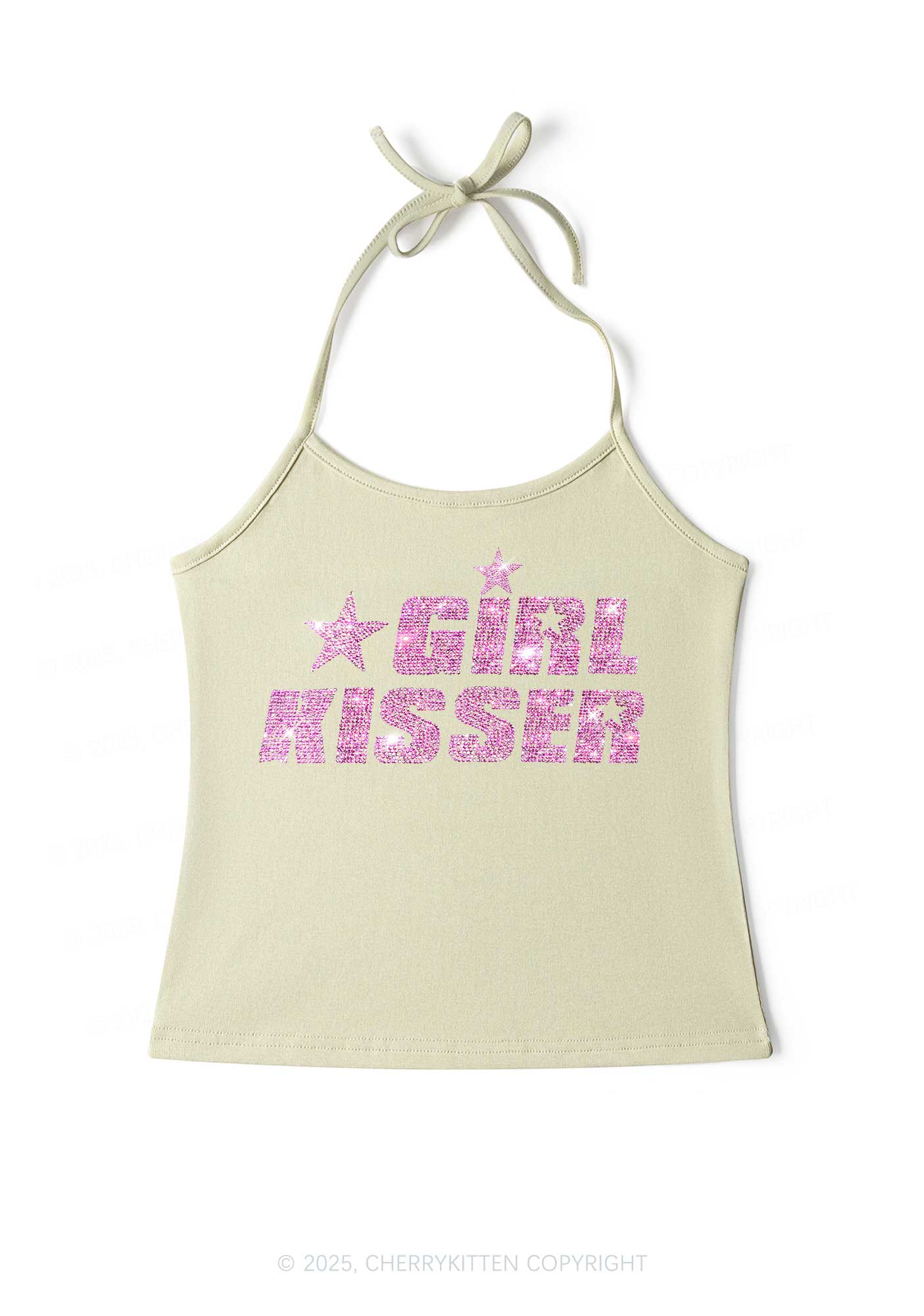 Rhinestone Girl kisser Pride Y2K Halter Neck Cami Cherrykitten - Image 5