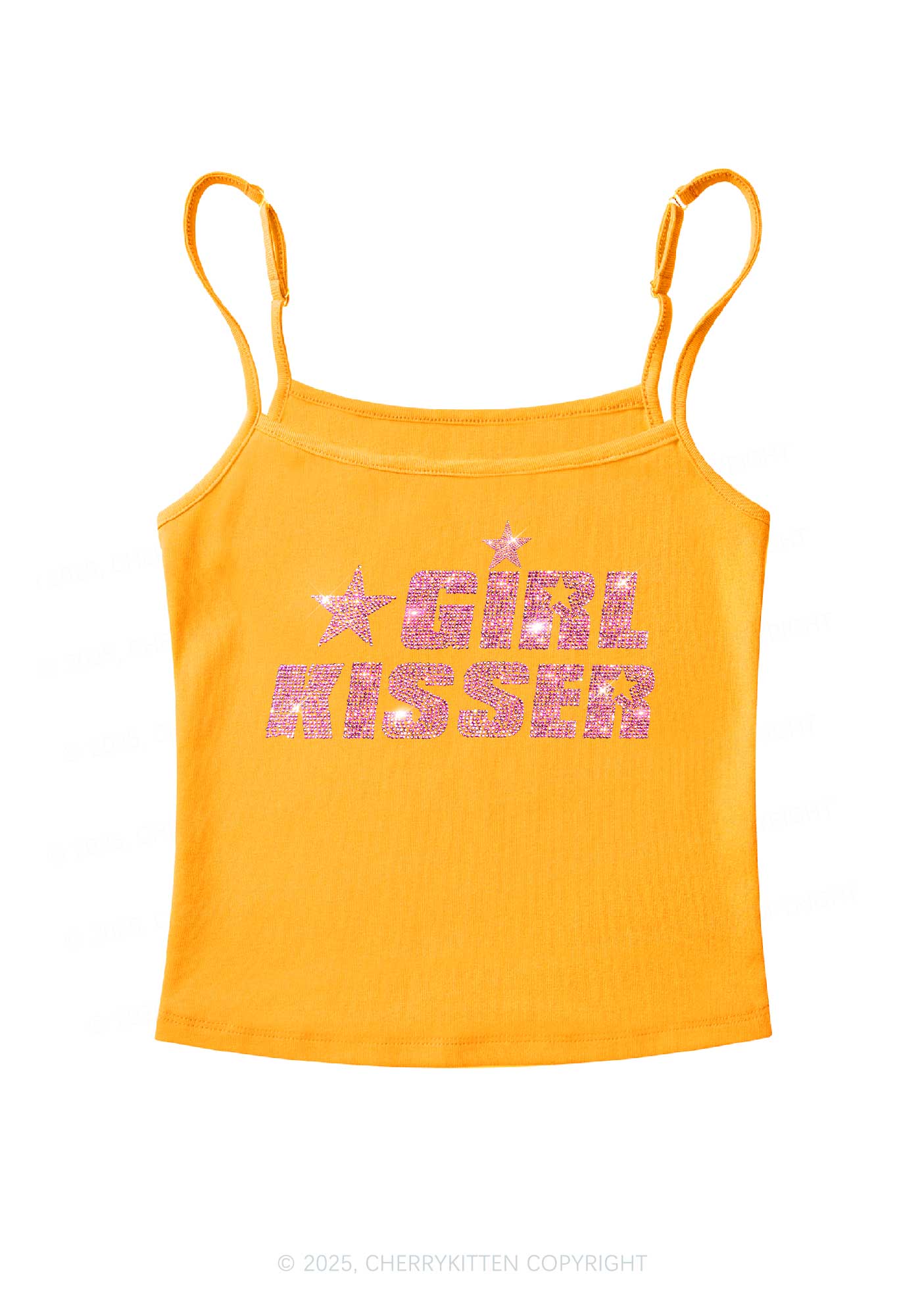 Rhinestone Girl kisser Pride Y2K Spaghetti Strap Cami Cherrykitten - Image 6