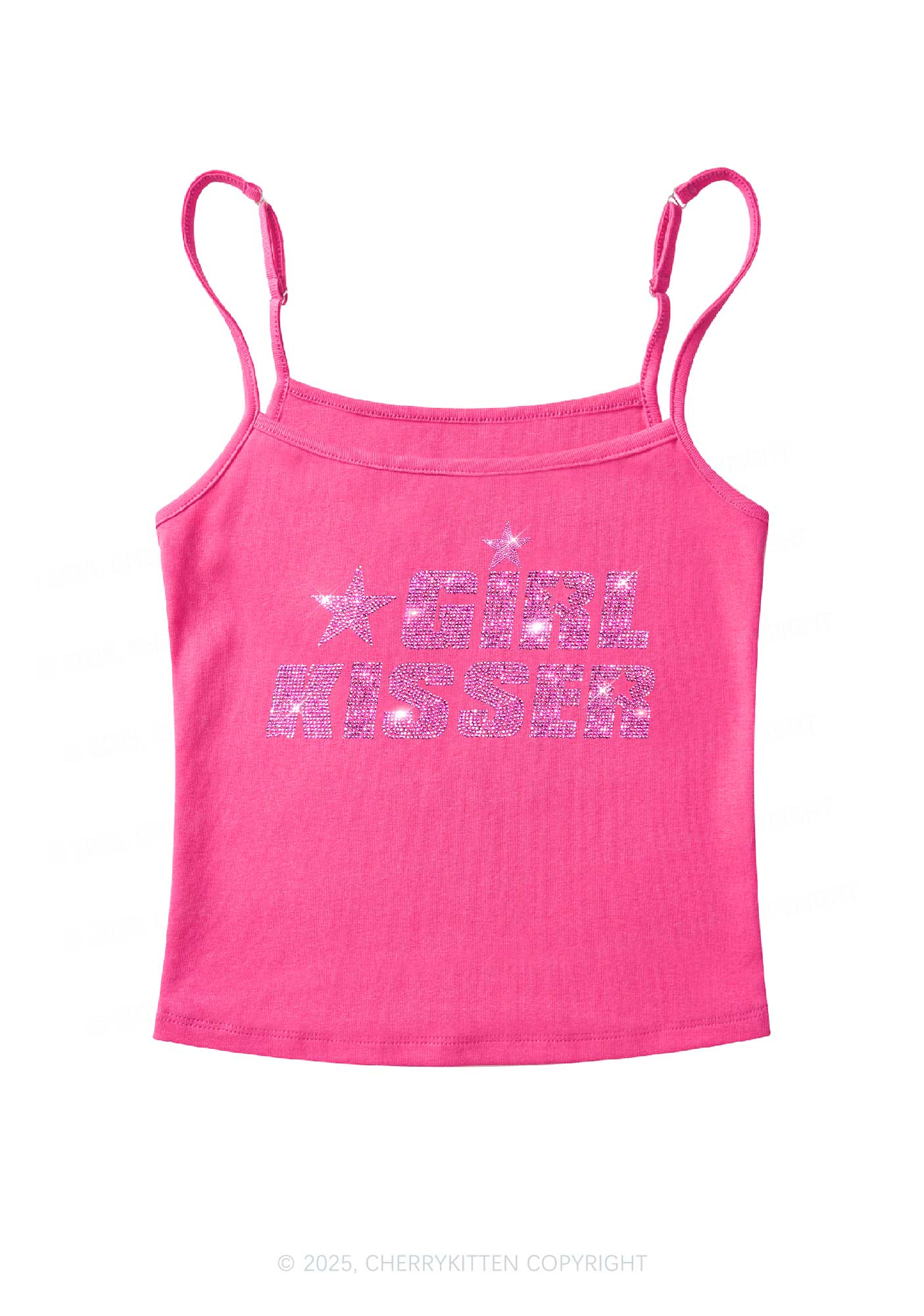 Rhinestone Girl kisser Pride Y2K Spaghetti Strap Cami Cherrykitten - Image 7