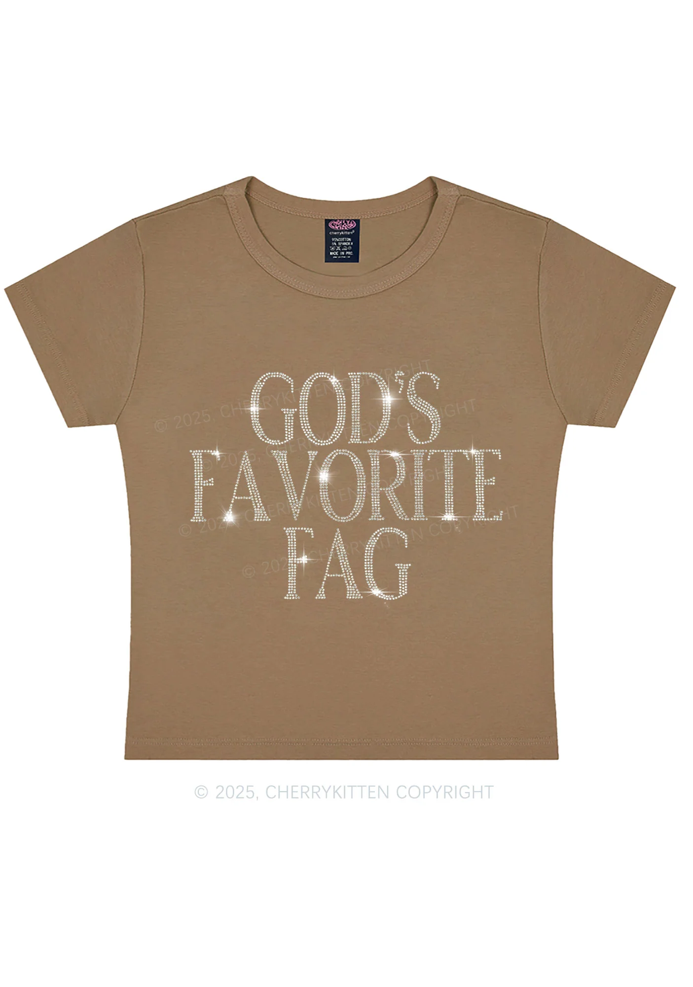 Rhinestone Gods Favorite Fag Pride Y2K Baby Tee Cherrykitten - Image 11