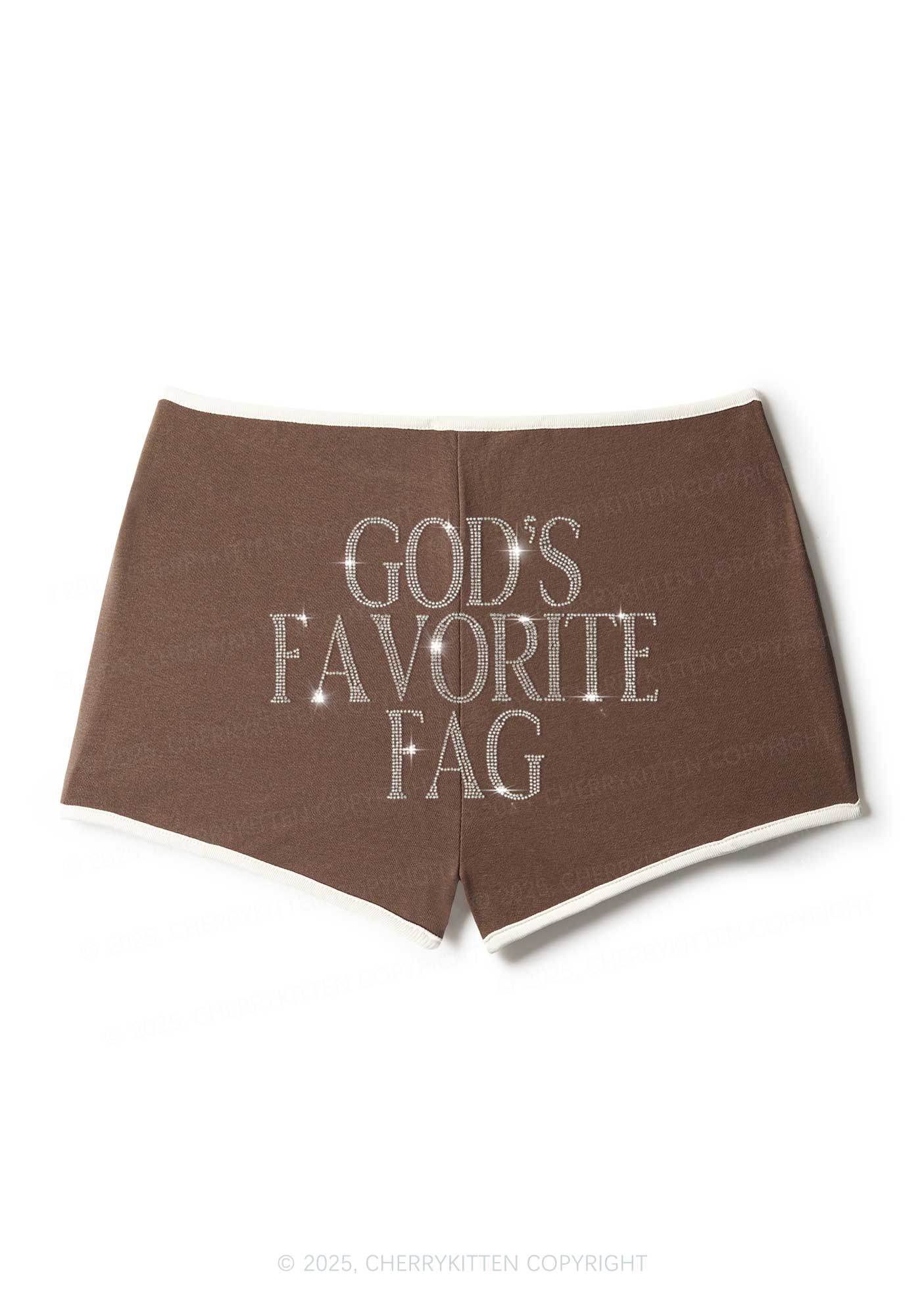Rhinestone Gods Favorite Fag Pride Y2K Booty Shorts Cherrykitten - Image 3