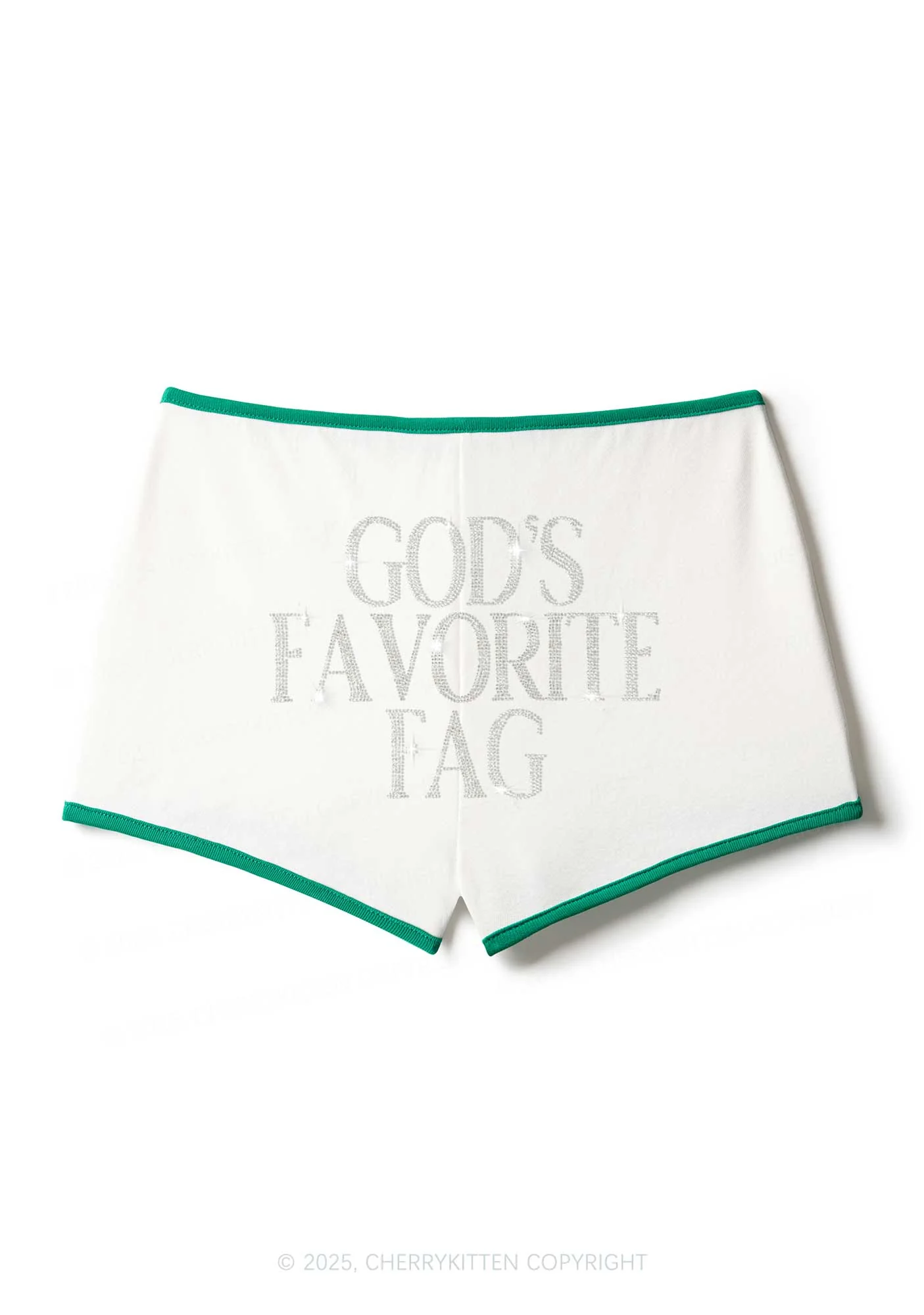 Rhinestone Gods Favorite Fag Pride Y2K Booty Shorts Cherrykitten - Image 6